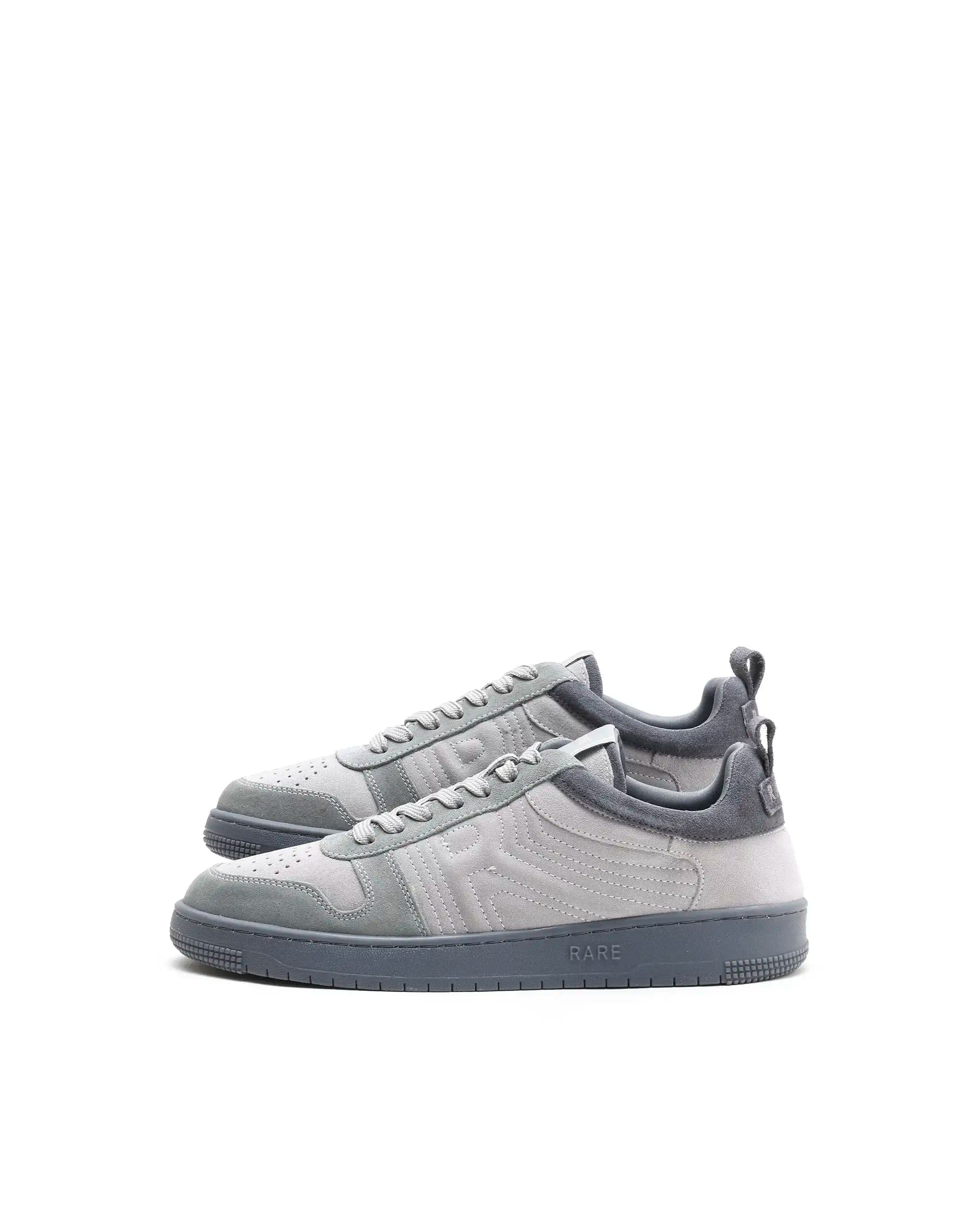 Rarez Men's Banes Light Grey Genuine Suede Leather Low - Top Lace Up Sneaker Shoes