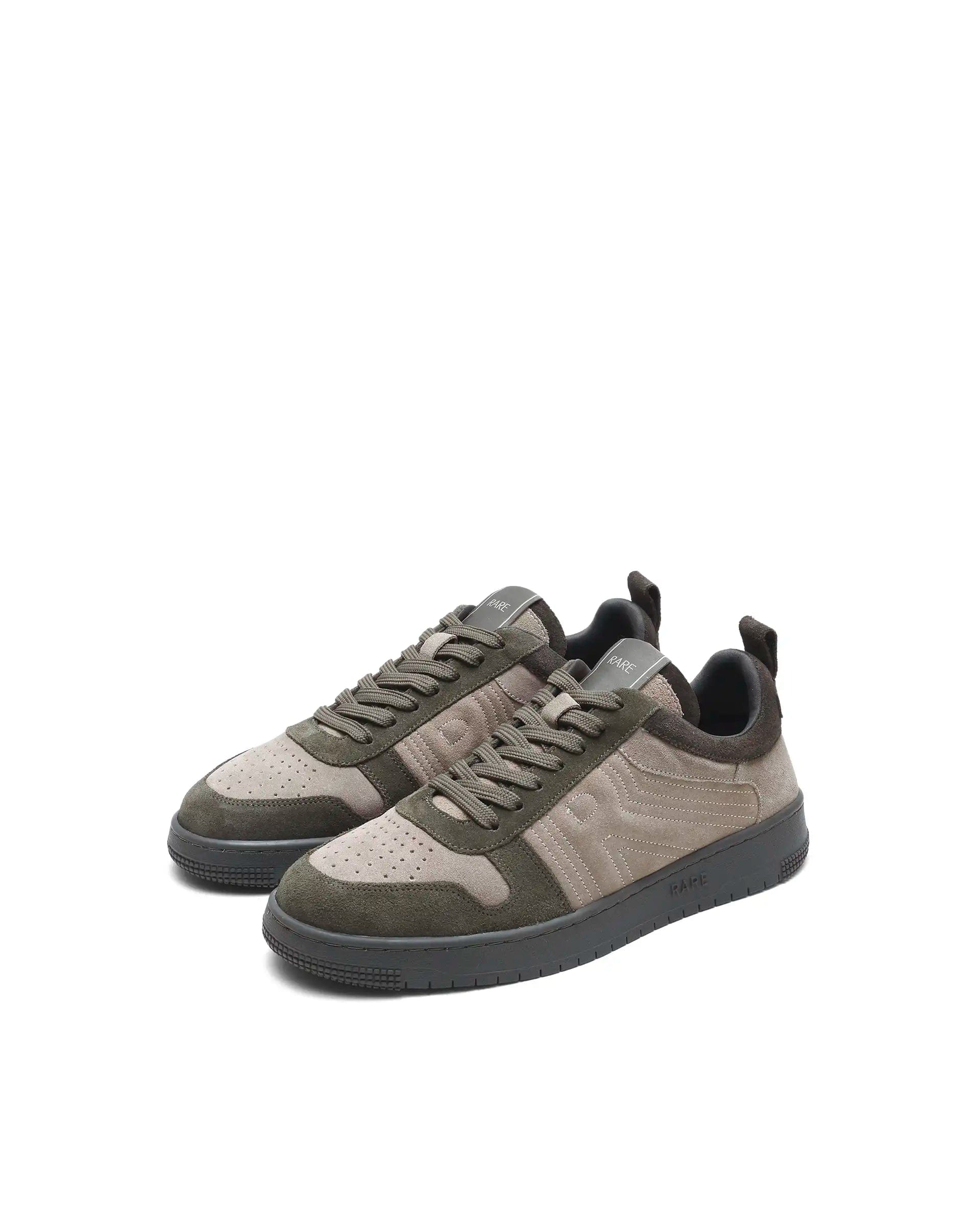 Rarez Men's Banes Primary Olive Genuine Suede Leather Low - Top Lace Up Sneaker Shoes