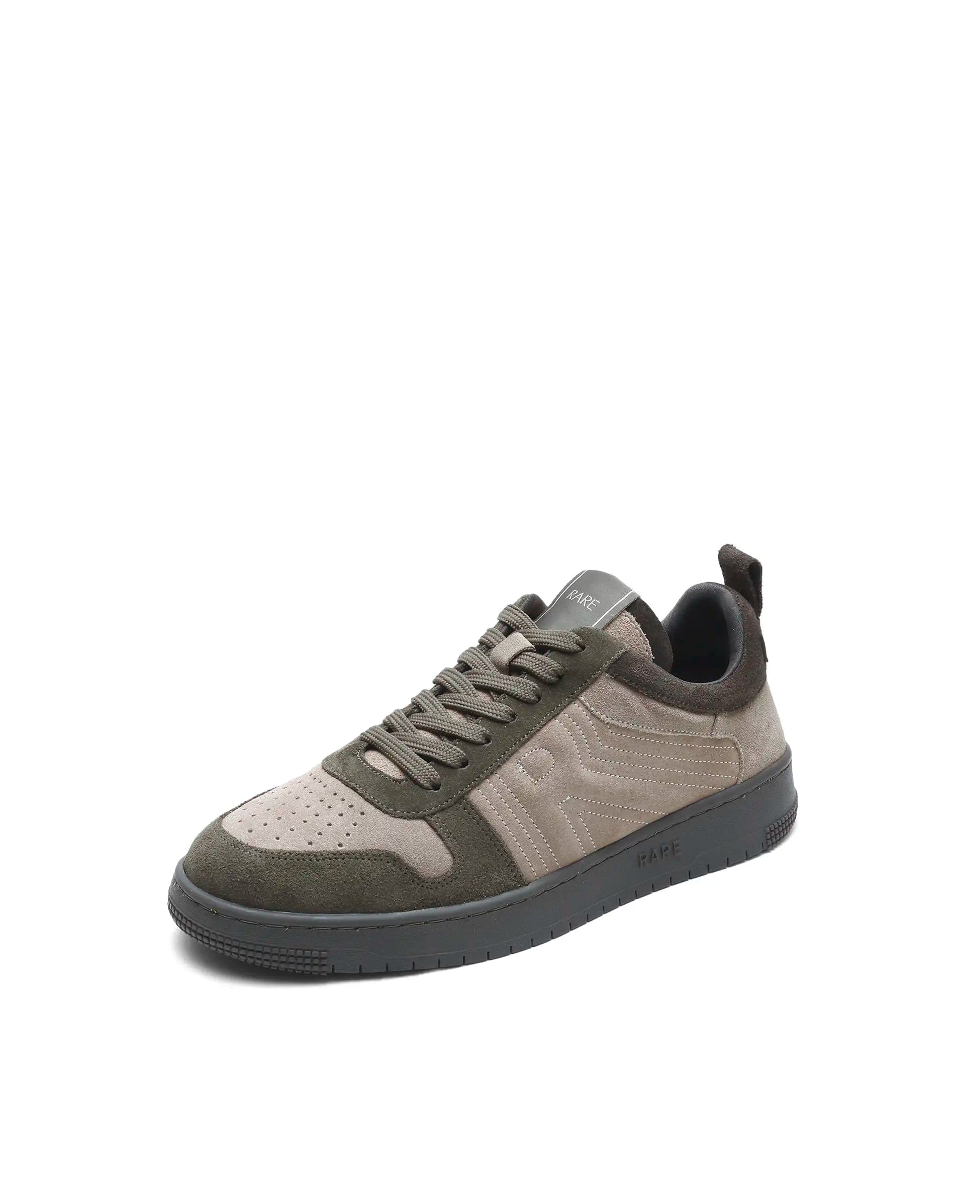 Rarez Men's Banes Primary Olive Genuine Suede Leather Low - Top Lace Up Sneaker Shoes