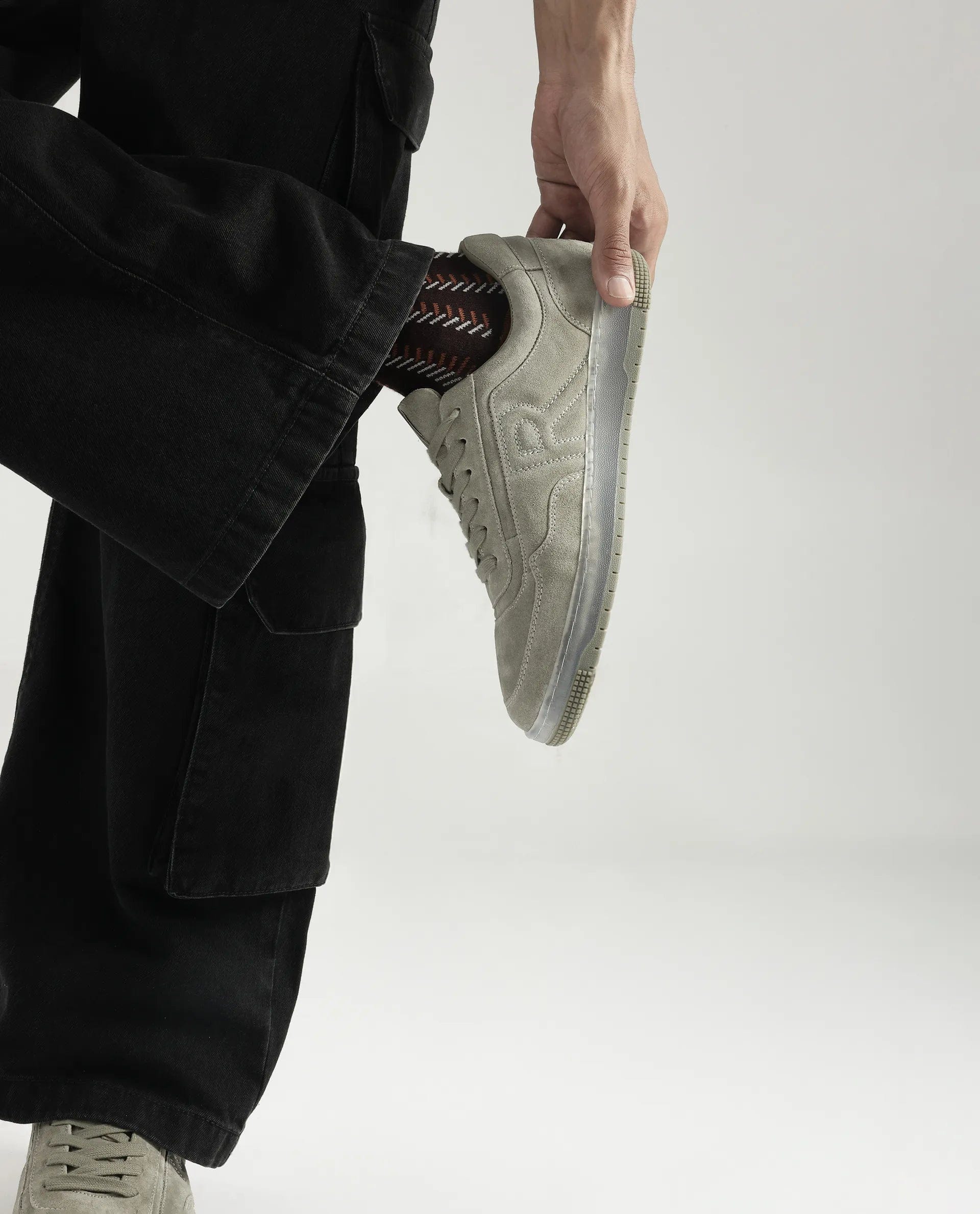 RAREZ Rare Rabbit Men Oslo Olive Lace - Up Closure Sneaker