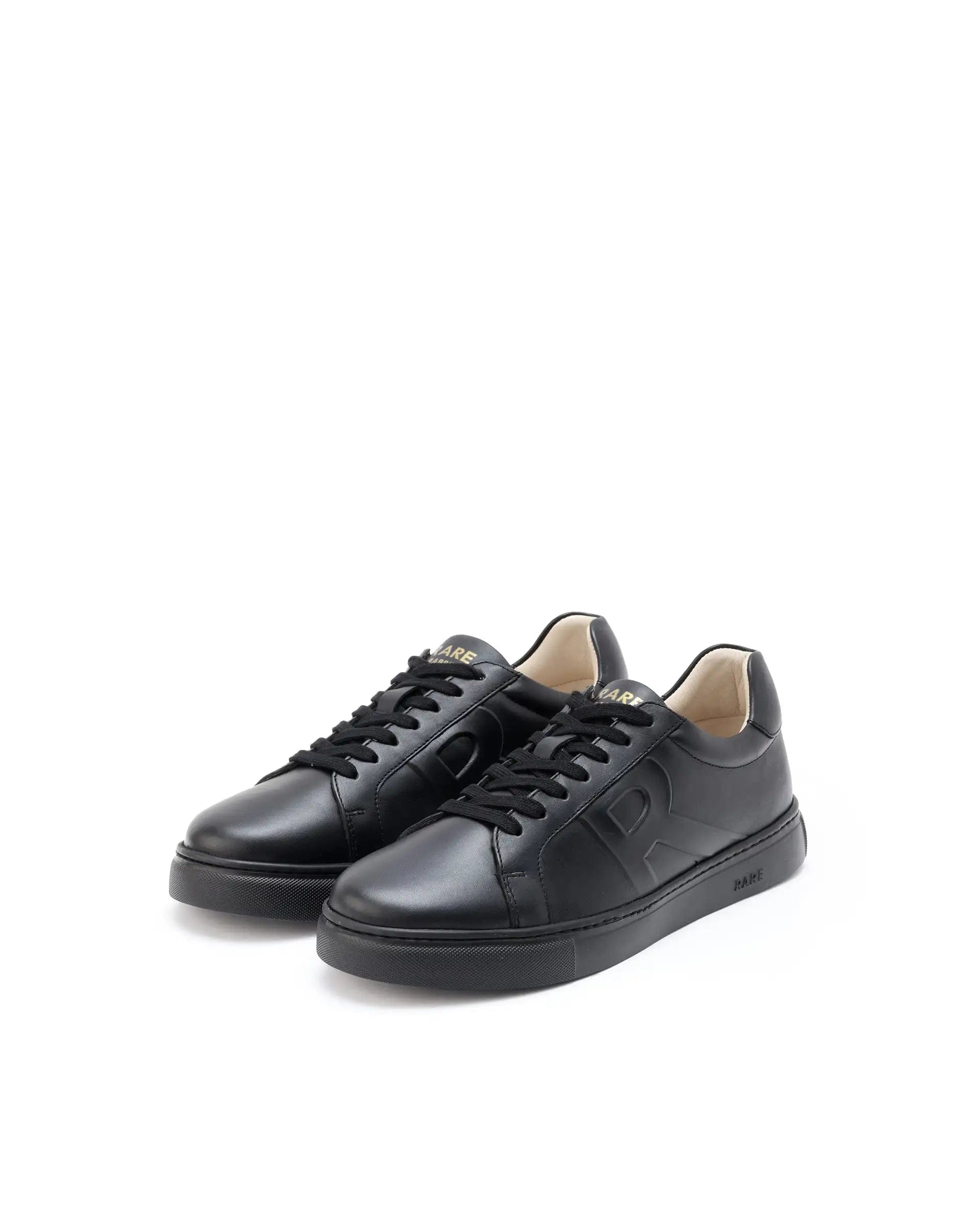 RAREZ Rare Rabbit Men's Odessa Black Genuine Leather Round Toe Low - Top Lace - Up Monochromatic Sneaker