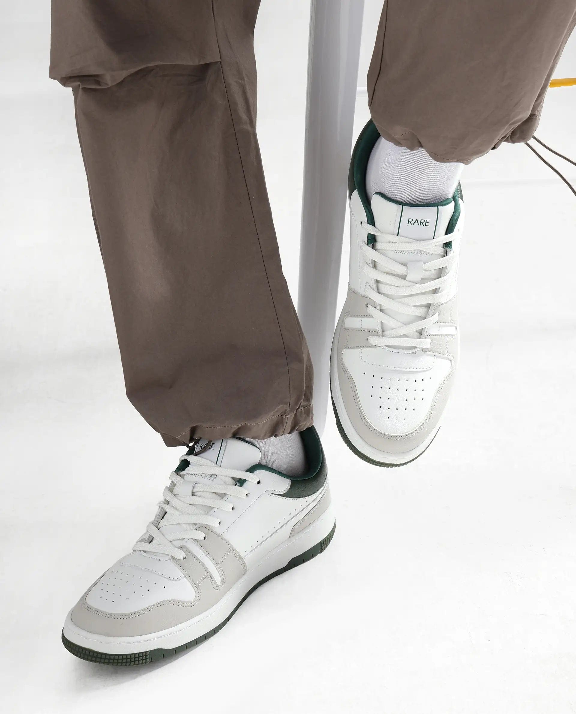 RAREZ Rare Rabbit Men's Enrik White Micro Fiber Sneaker