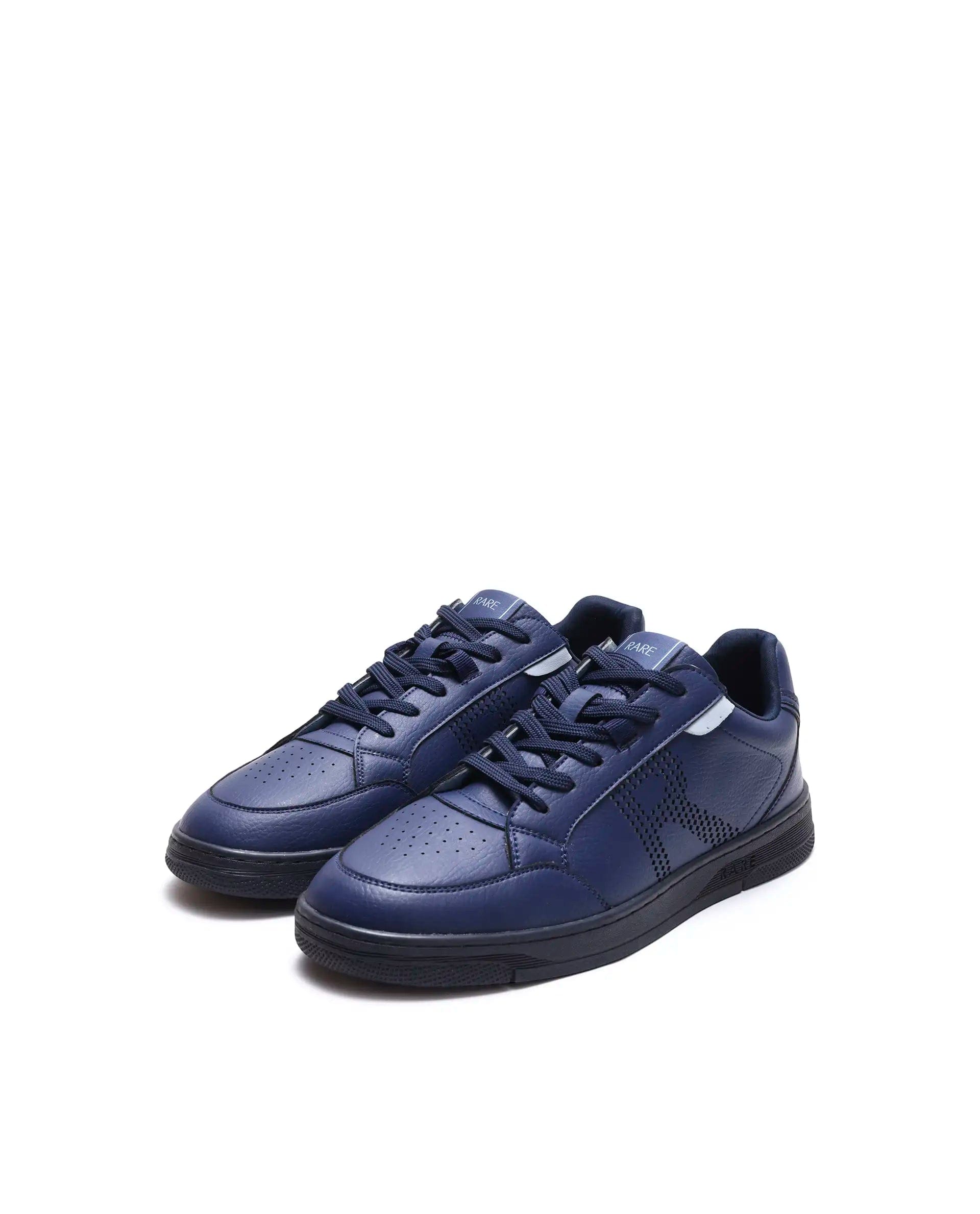 Rarez Men's Vorto Navy Micro Leather Sneaker