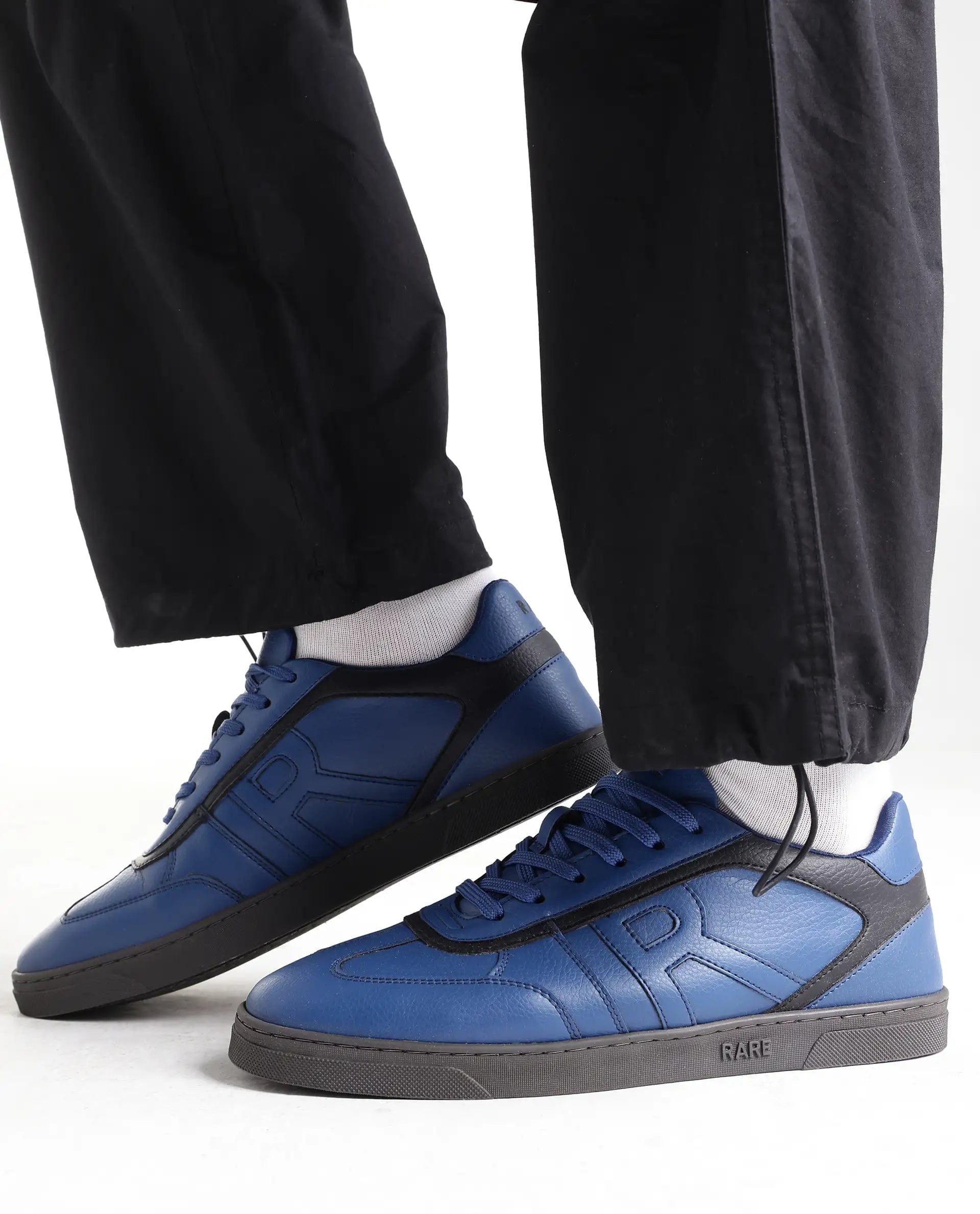 RAREZ Rare Rabbit Men's Dual Navy Micro Leather Sneaker