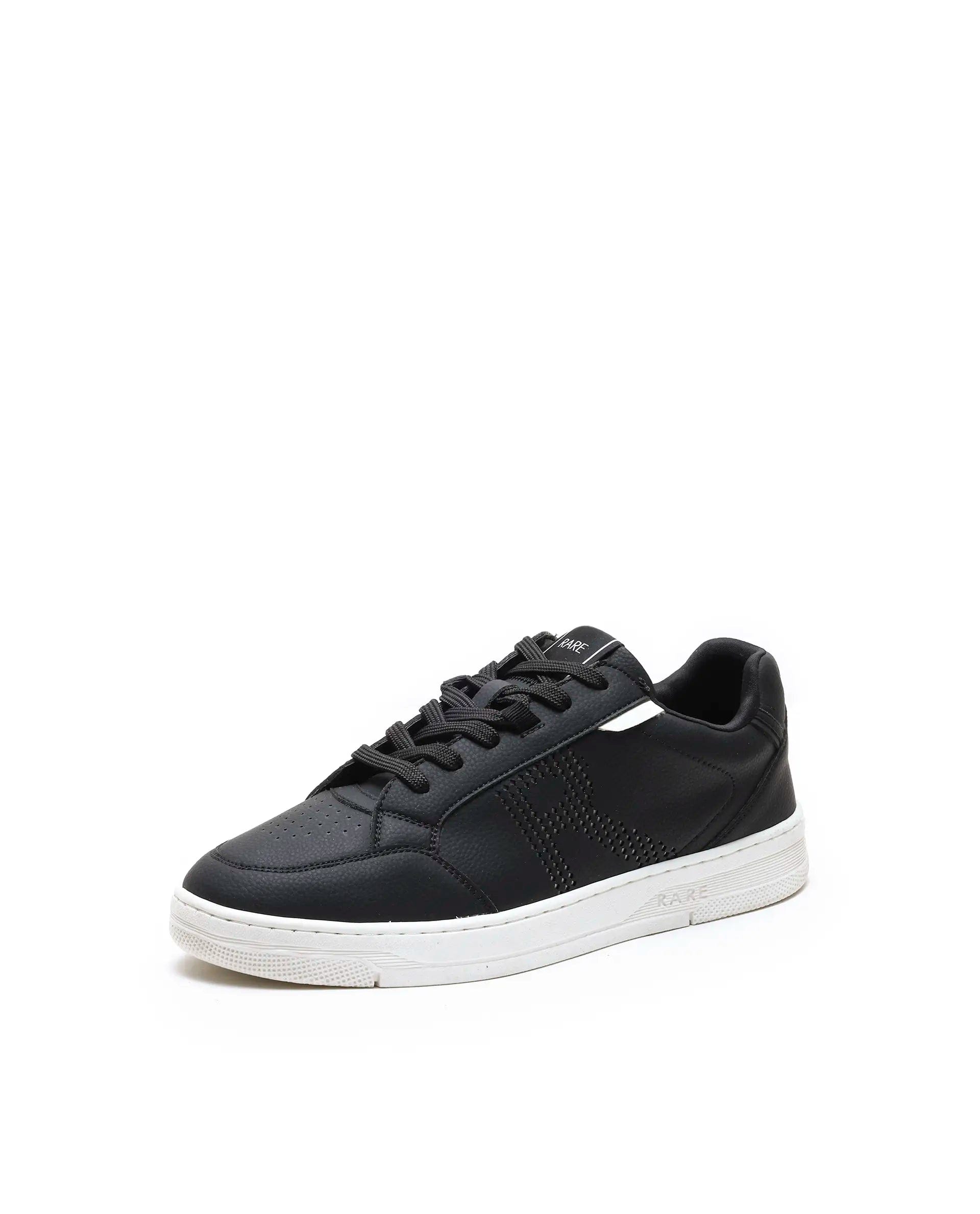 Rarez Men's Vorto Black Micro Leather Sneaker