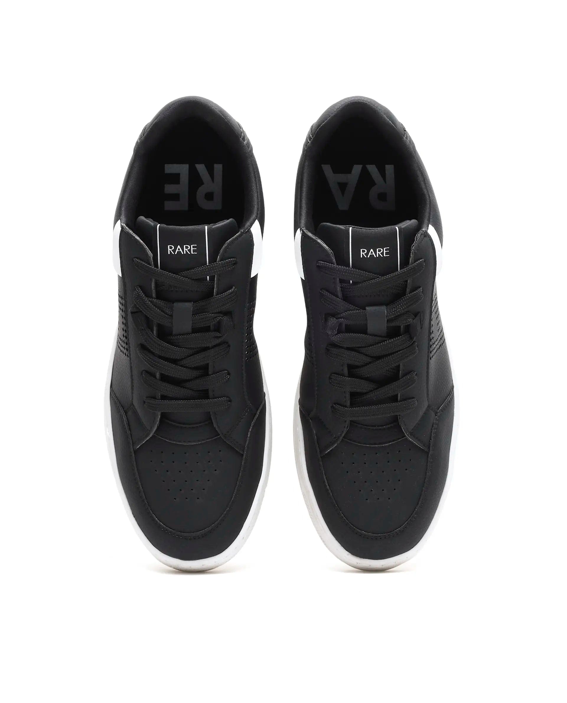 Rarez Men's Vorto Black Micro Leather Sneaker