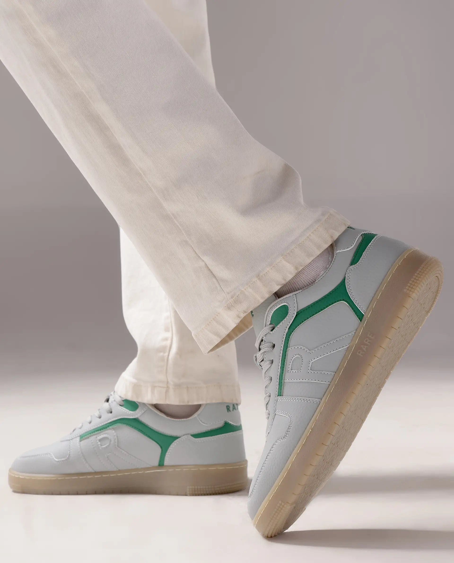 RAREZ Rare Rabbit Men's Lexis Grey Micro Leather Sneaker
