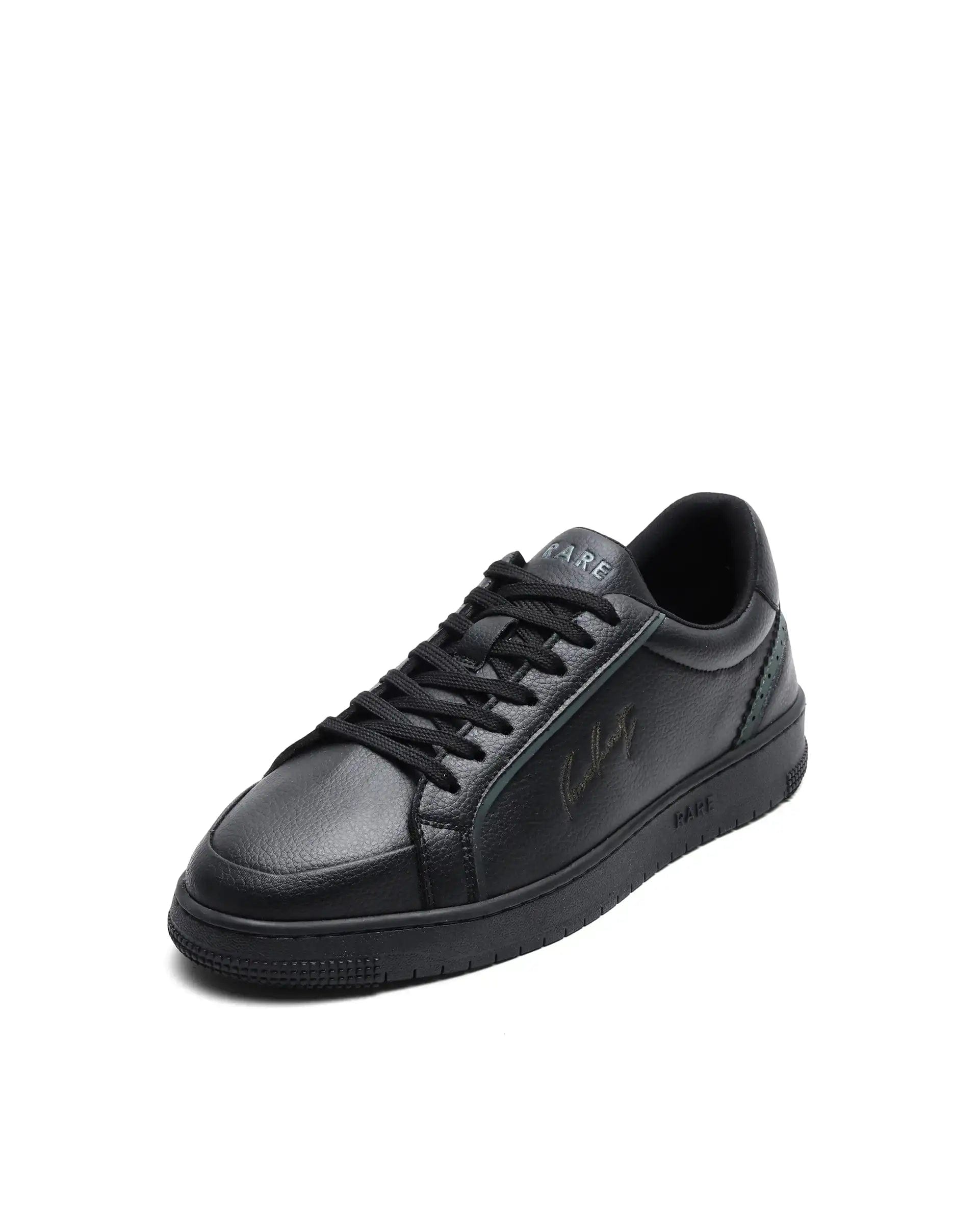 RAREZ Rare Rabbit Men's Elleo Black Micro Leather Sneaker