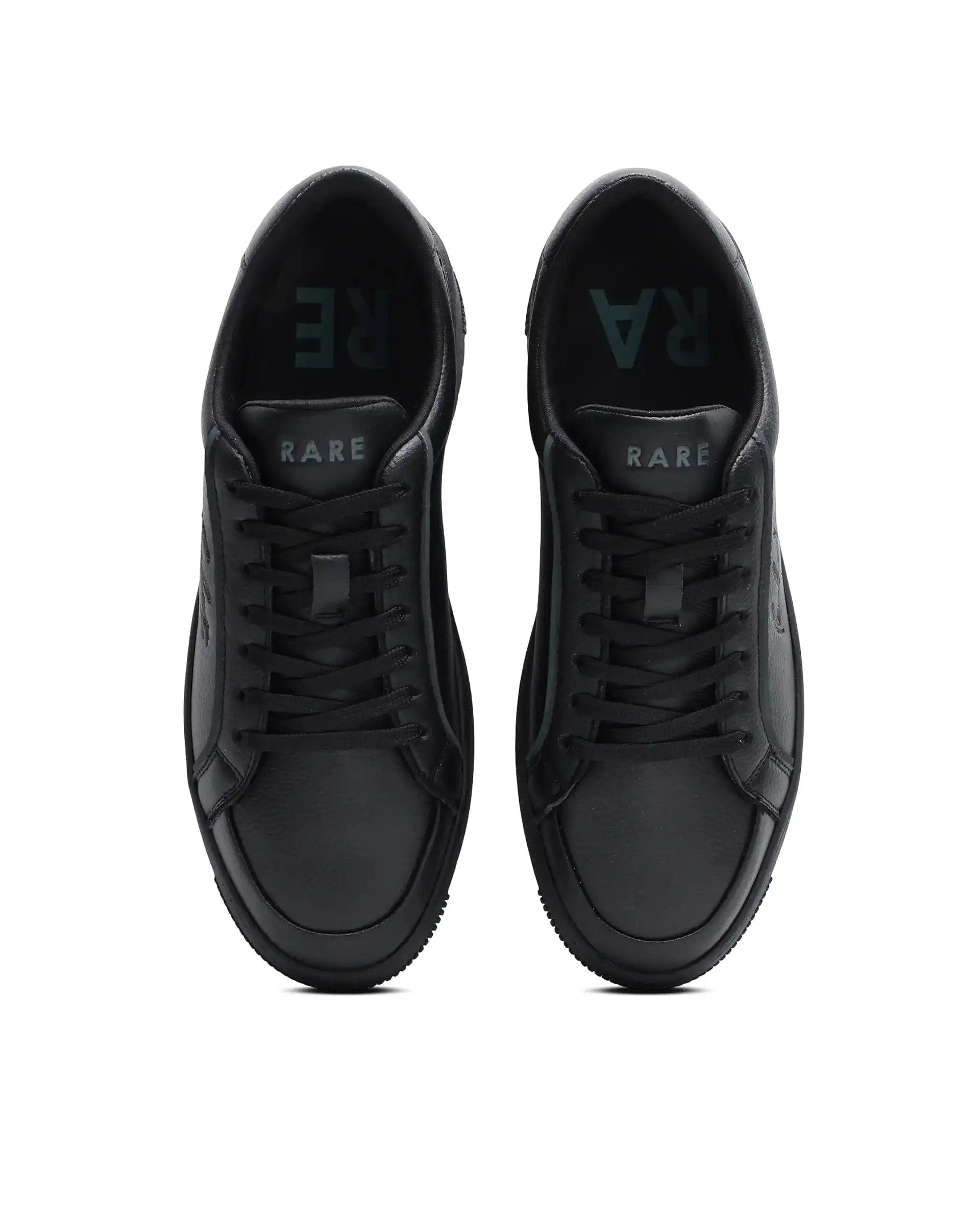 RAREZ Rare Rabbit Men's Elleo Black Micro Leather Sneaker