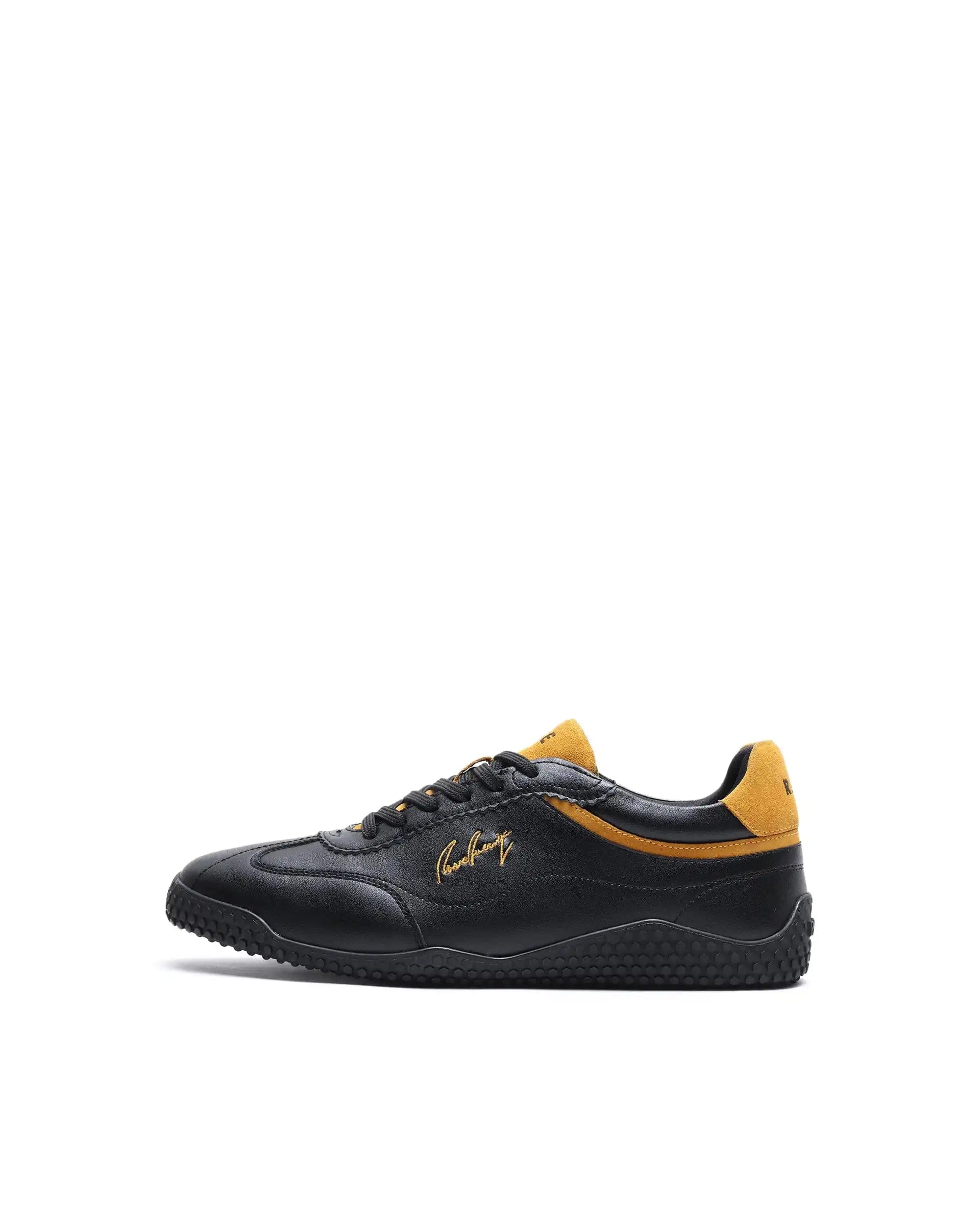 RAREZ Rare Rabbit Men's Echo Black Micro Leather Sneaker