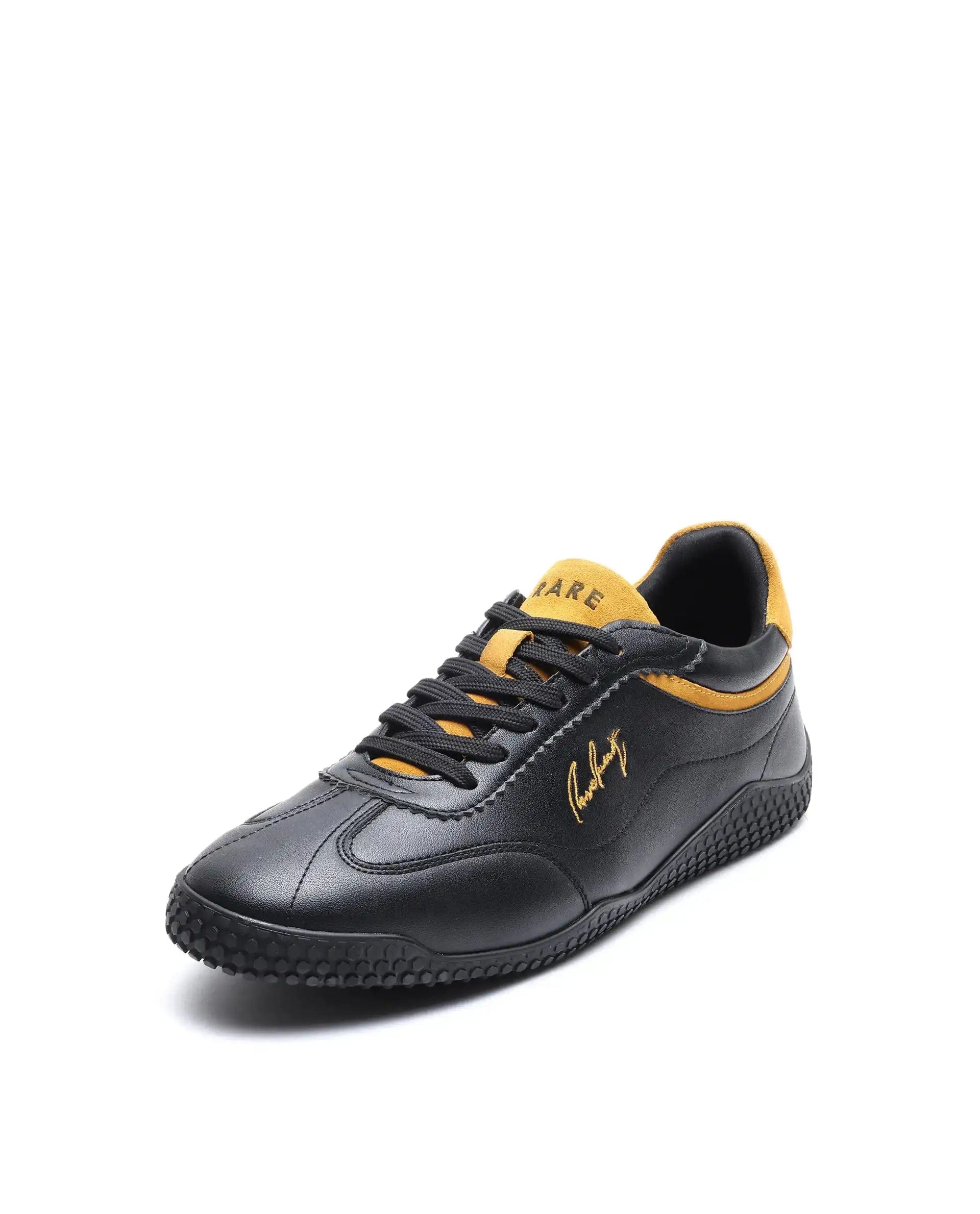 RAREZ Rare Rabbit Men's Echo Black Micro Leather Sneaker