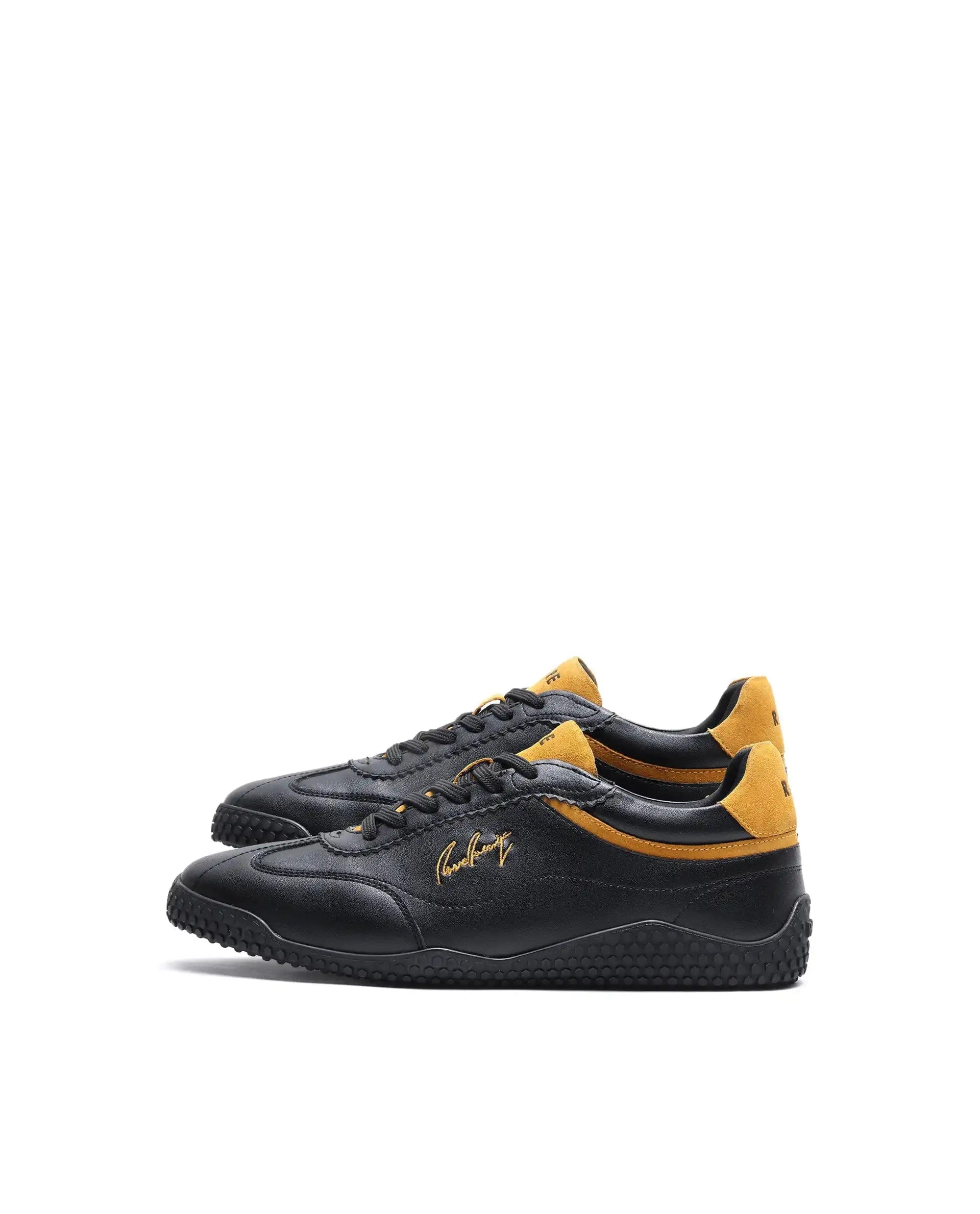 RAREZ Rare Rabbit Men's Echo Black Micro Leather Sneaker