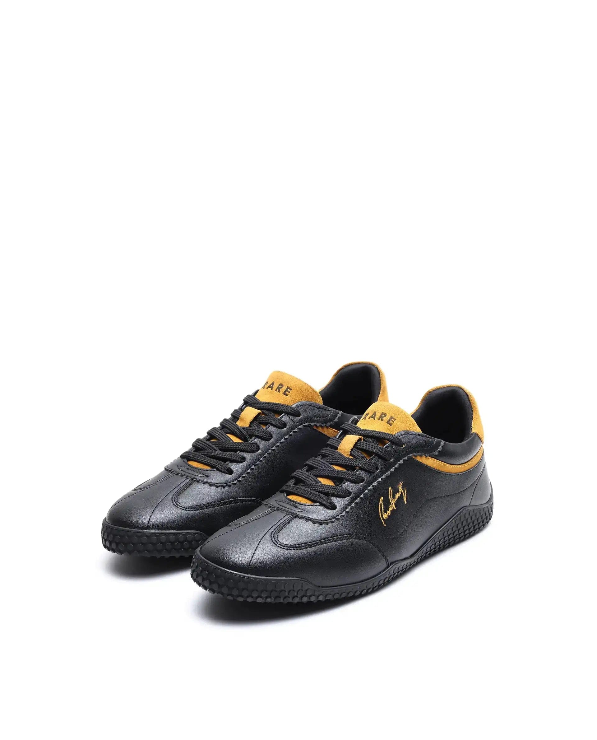 RAREZ Rare Rabbit Men's Echo Black Micro Leather Sneaker