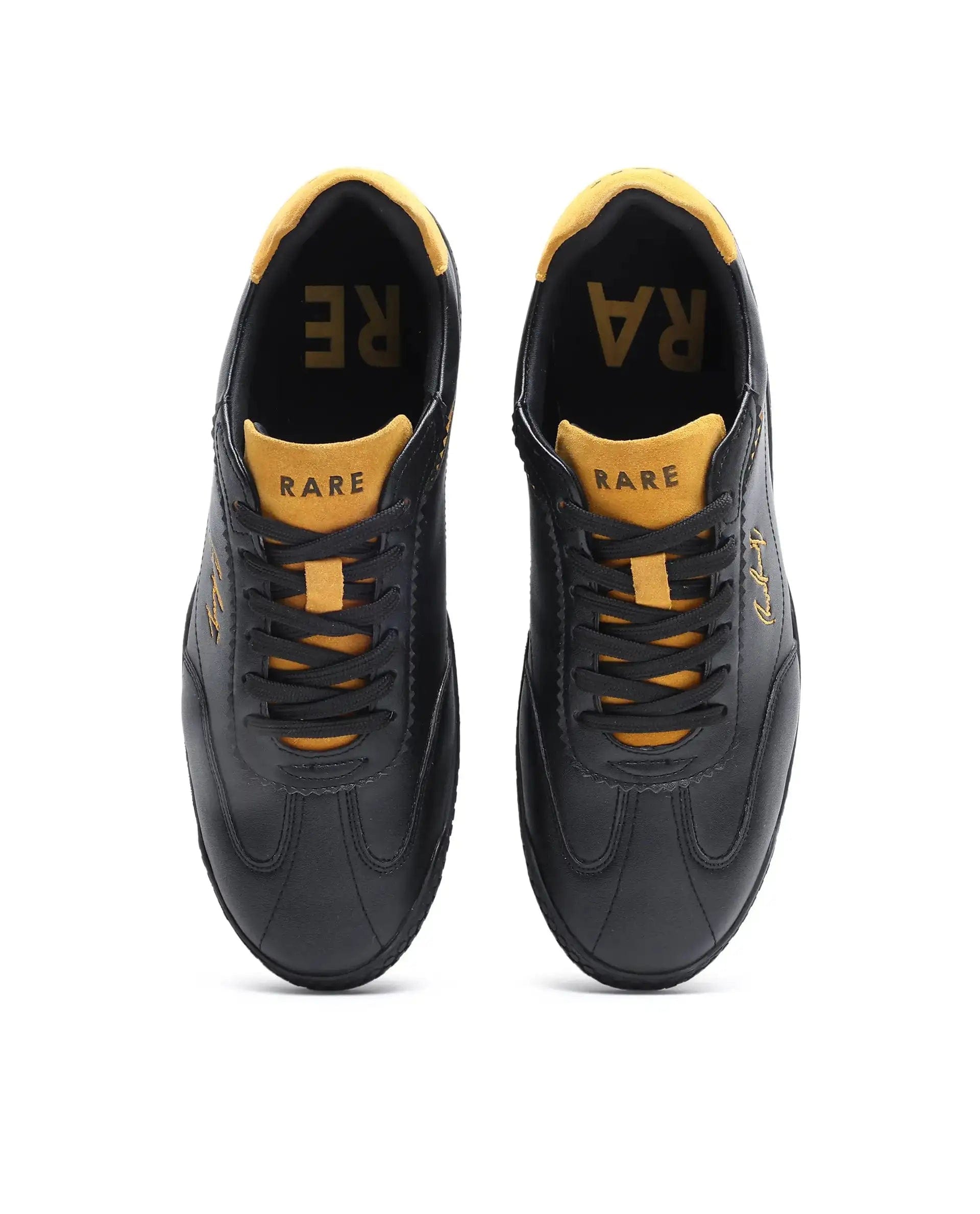 RAREZ Rare Rabbit Men's Echo Black Micro Leather Sneaker