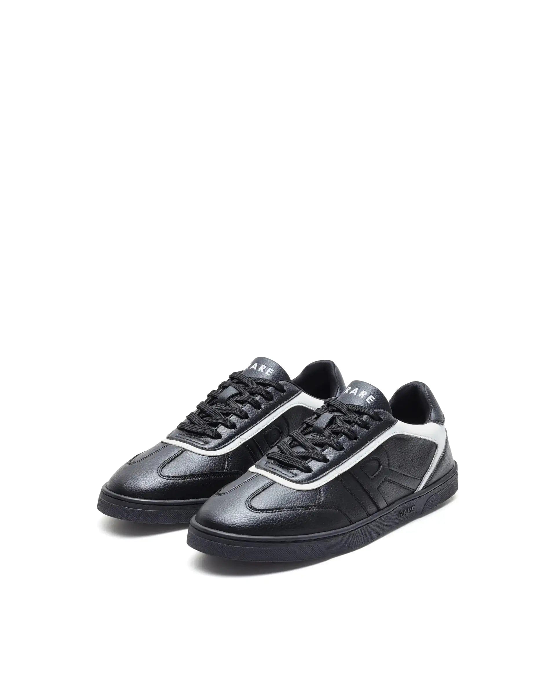 RAREZ Rare Rabbit Men's Dual Black Micro Leather Sneaker