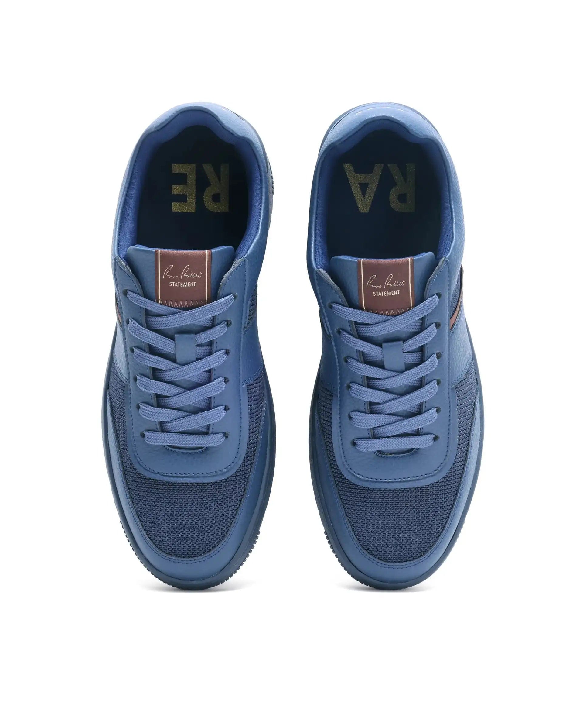 RAREZ Rare Rabbit Men's Rubo Navy Micro Leather Sneaker