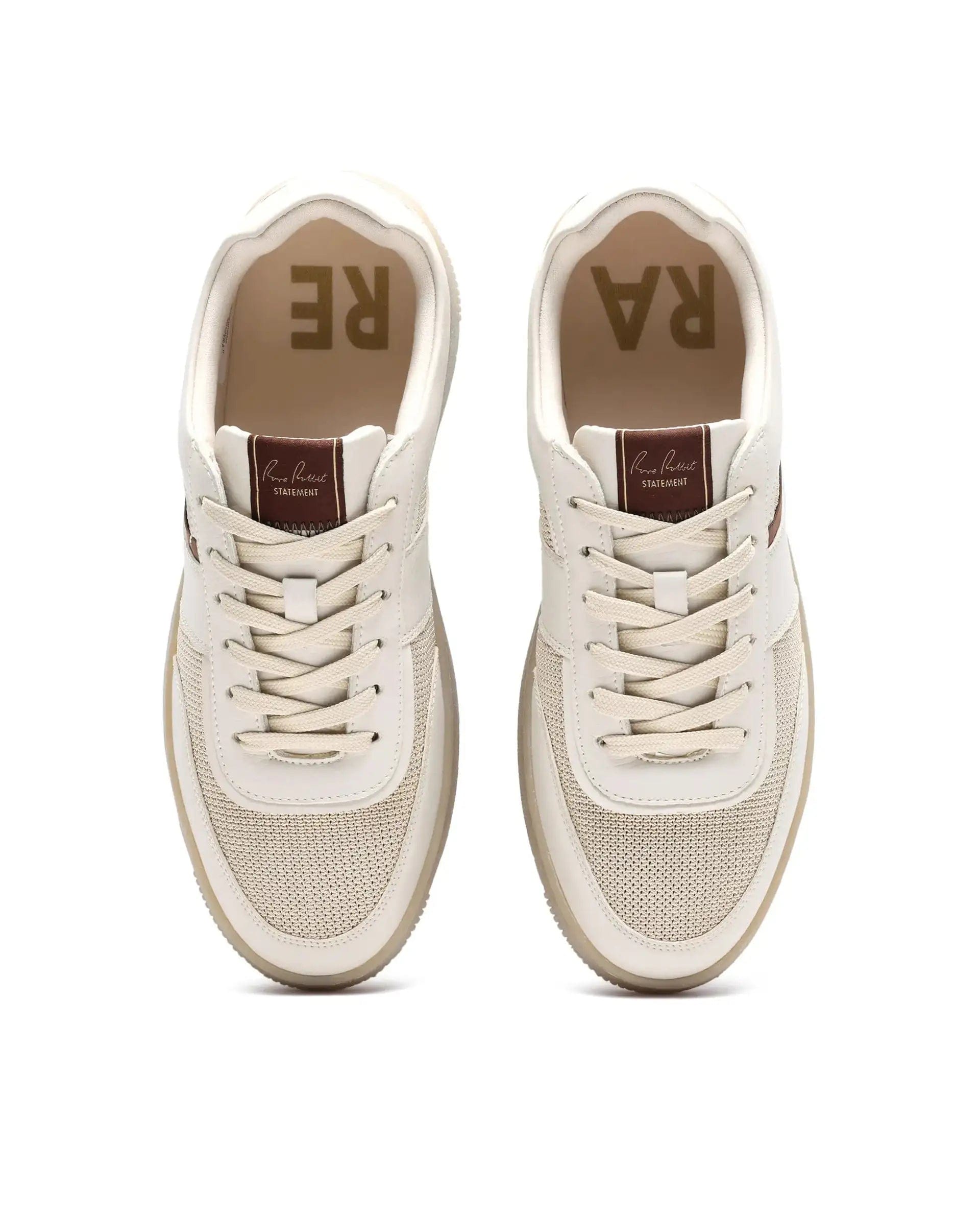 RAREZ Rare Rabbit Men's Rubo Beige Micro Leather Sneaker