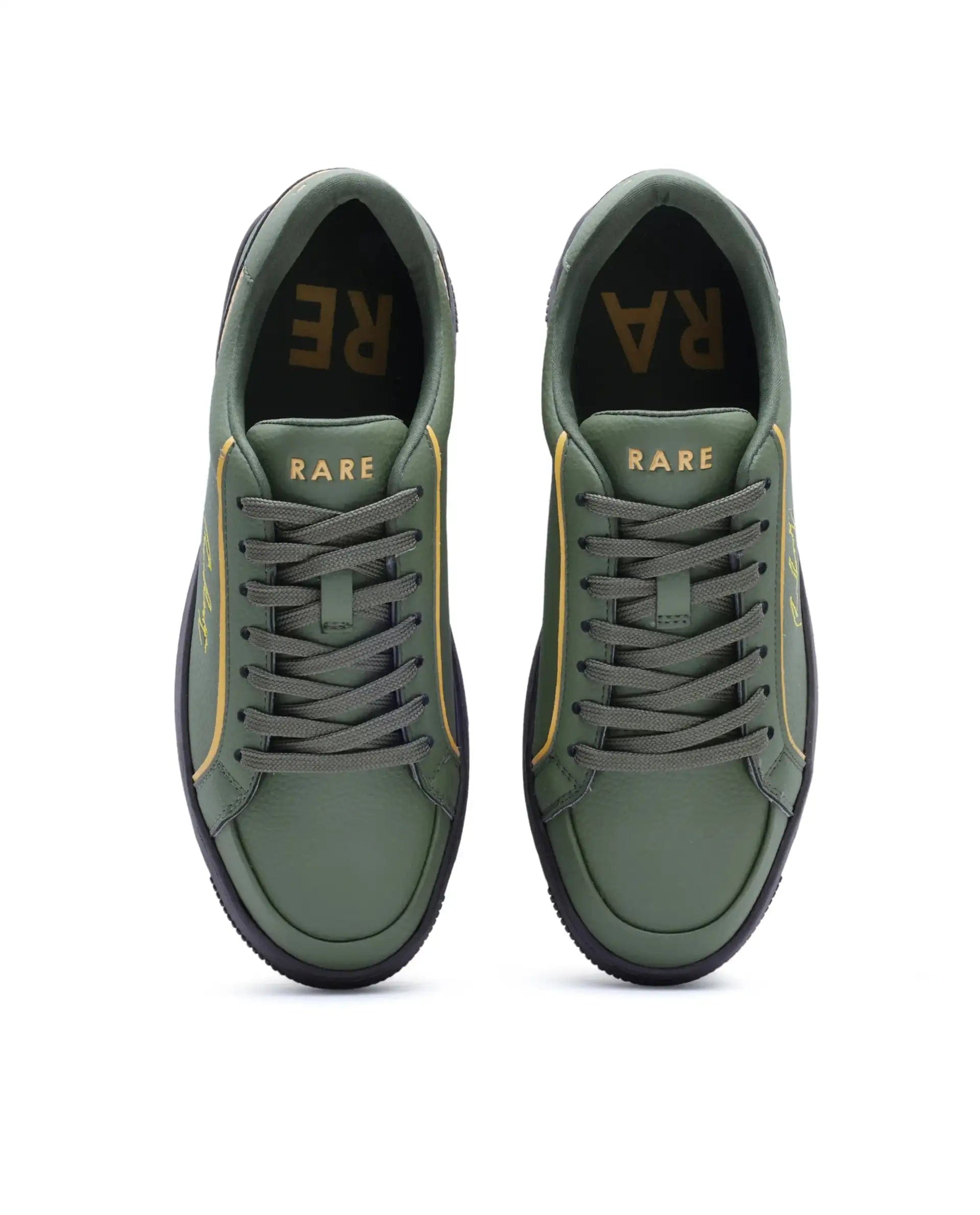 RAREZ Rare Rabbit Men's Elleo Olive Micro Leather Sneaker
