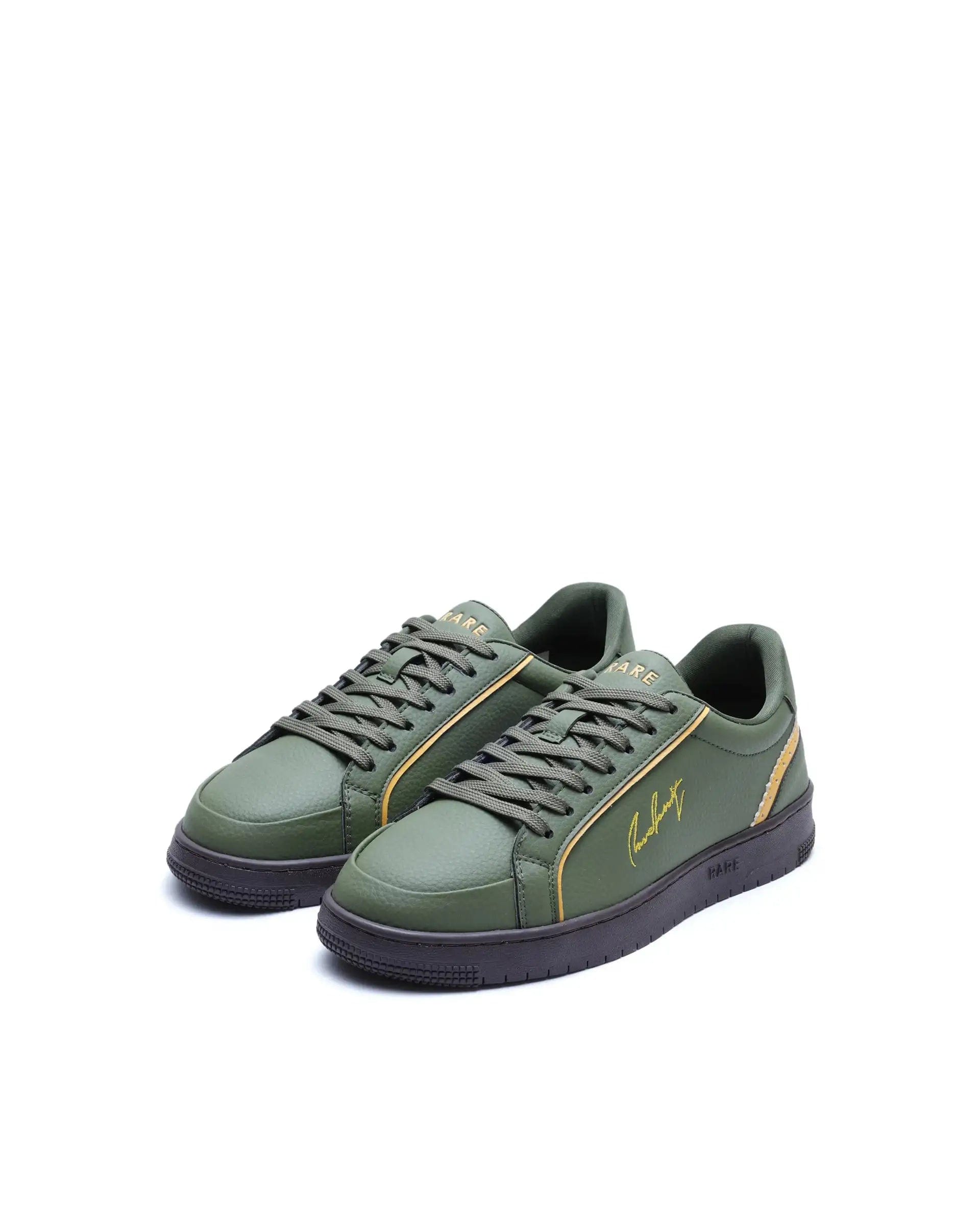 RAREZ Rare Rabbit Men's Elleo Olive Micro Leather Sneaker