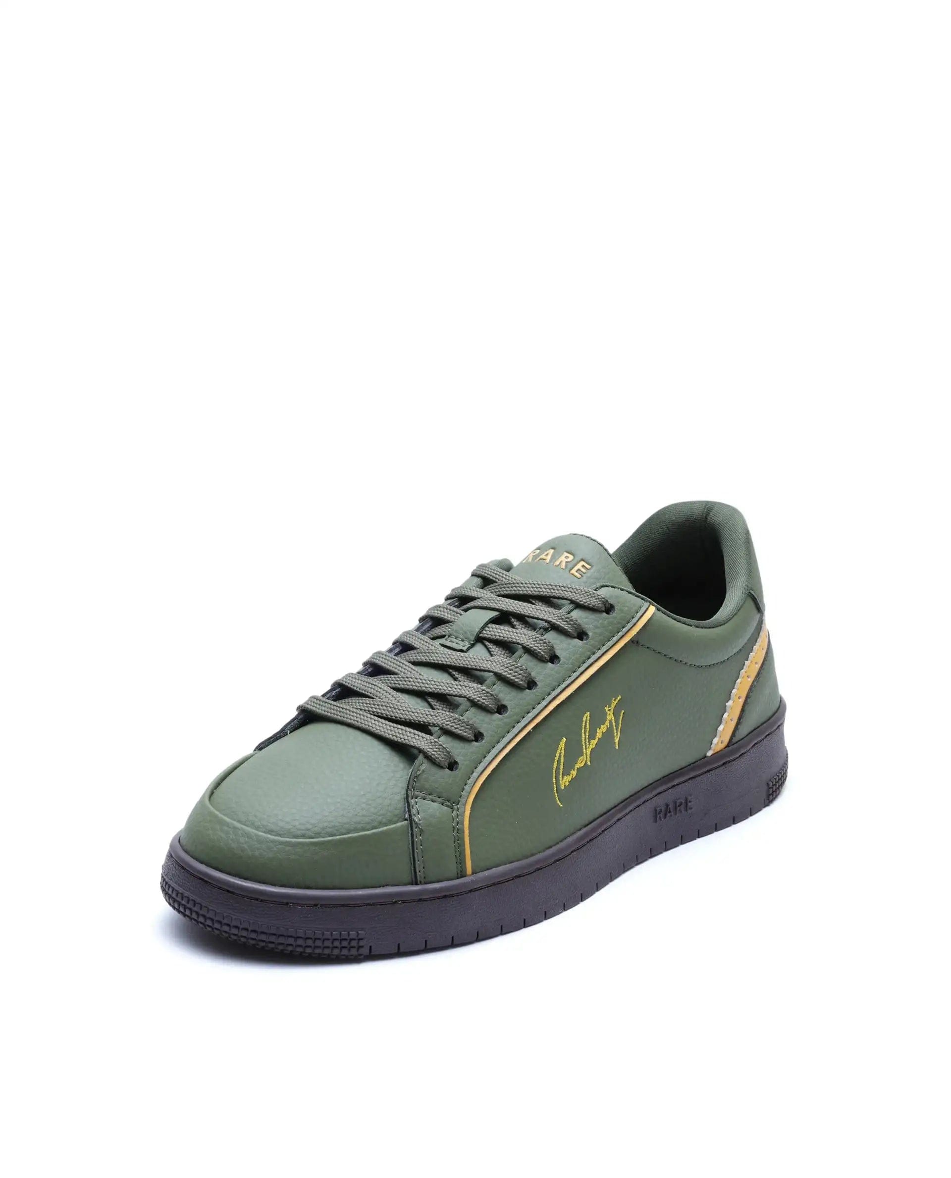 RAREZ Rare Rabbit Men's Elleo Olive Micro Leather Sneaker