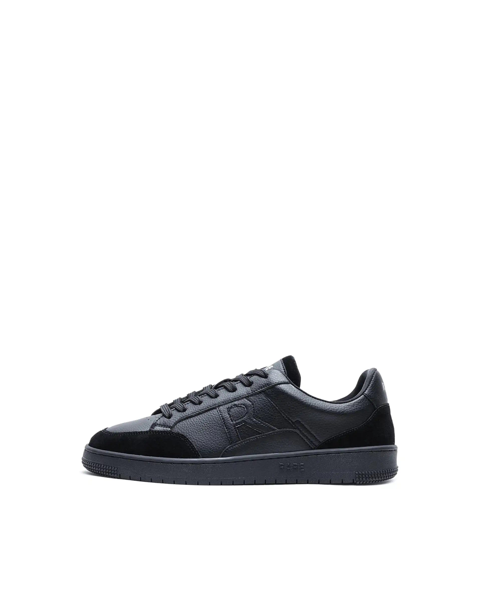 RAREZ Rare Rabbit Men's Lino Black Micro Leather Sneaker