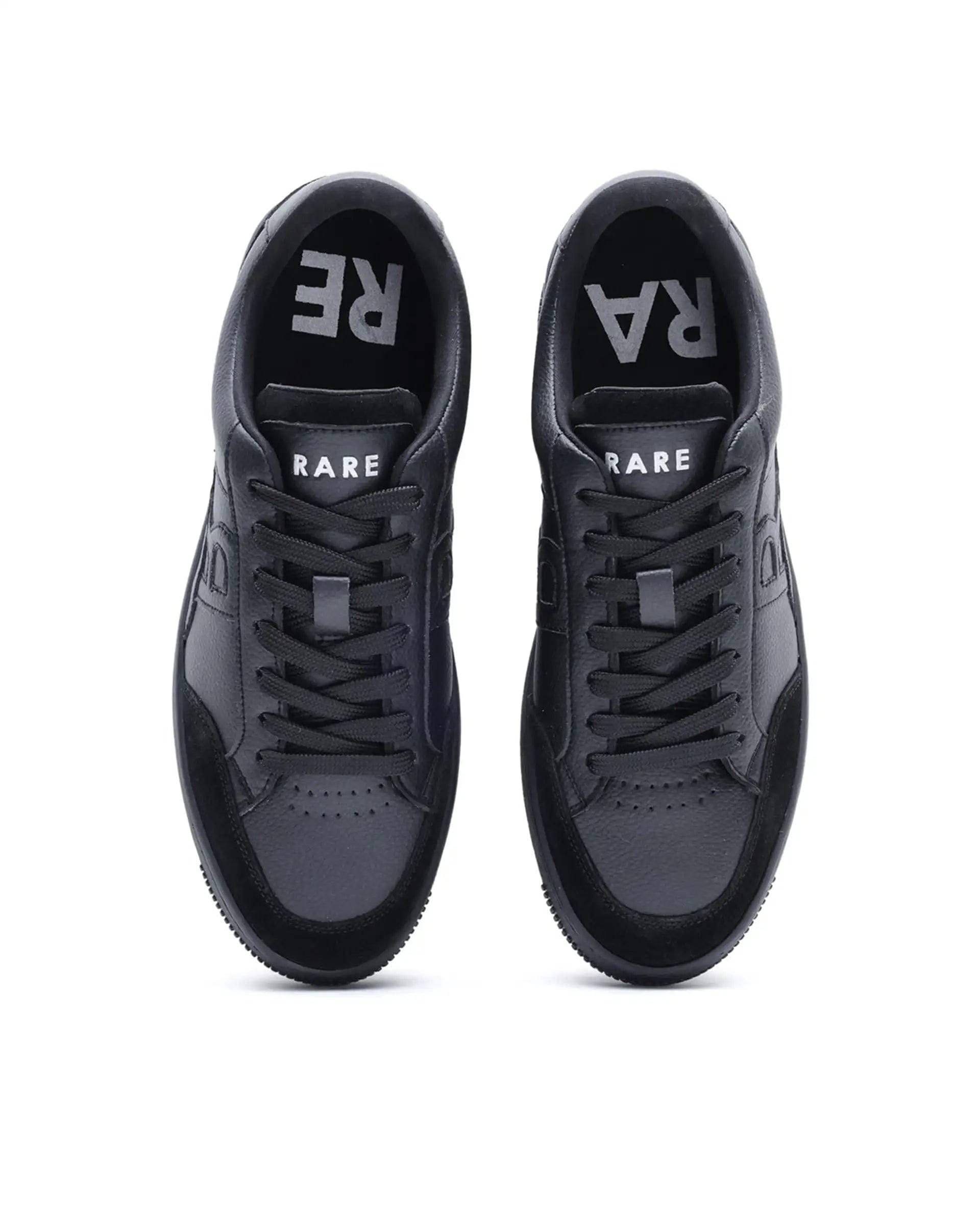 RAREZ Rare Rabbit Men's Lino Black Micro Leather Sneaker
