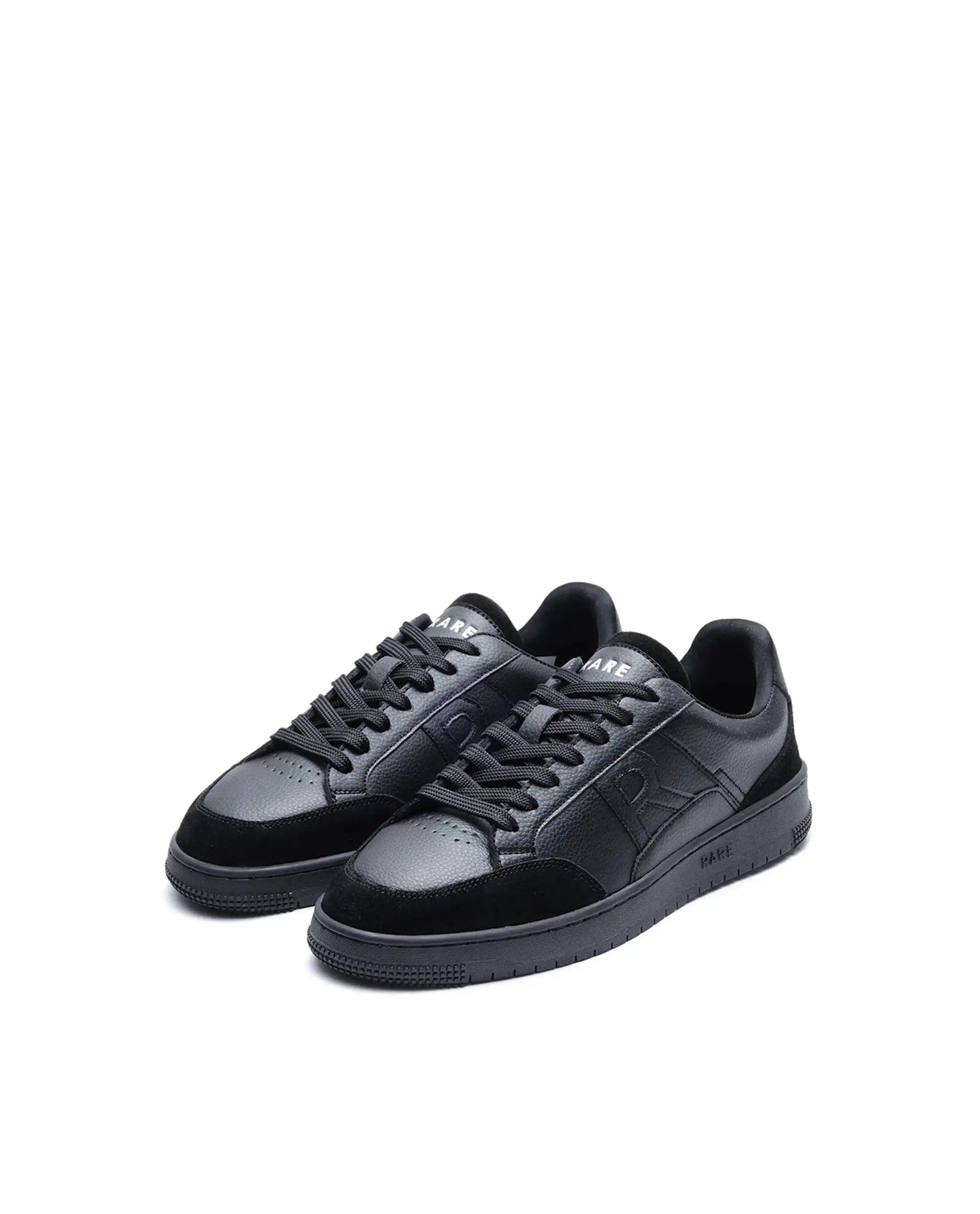 RAREZ Rare Rabbit Men's Lino Black Micro Leather Sneaker
