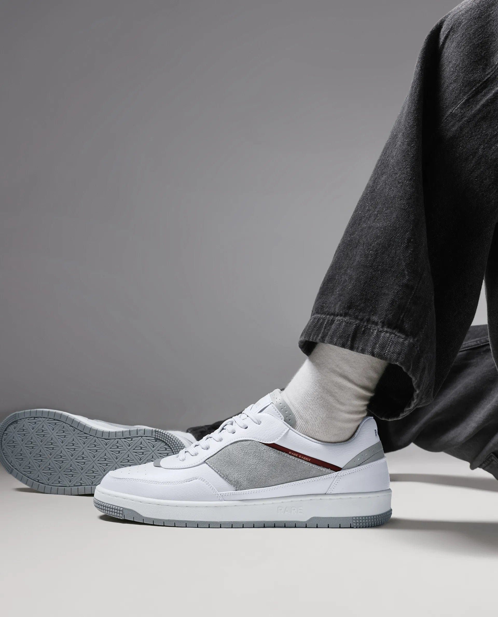 RAREZ Rare Rabbit Men's Imperia Grey Micro Fiber Lace - Up Closure Sneaker