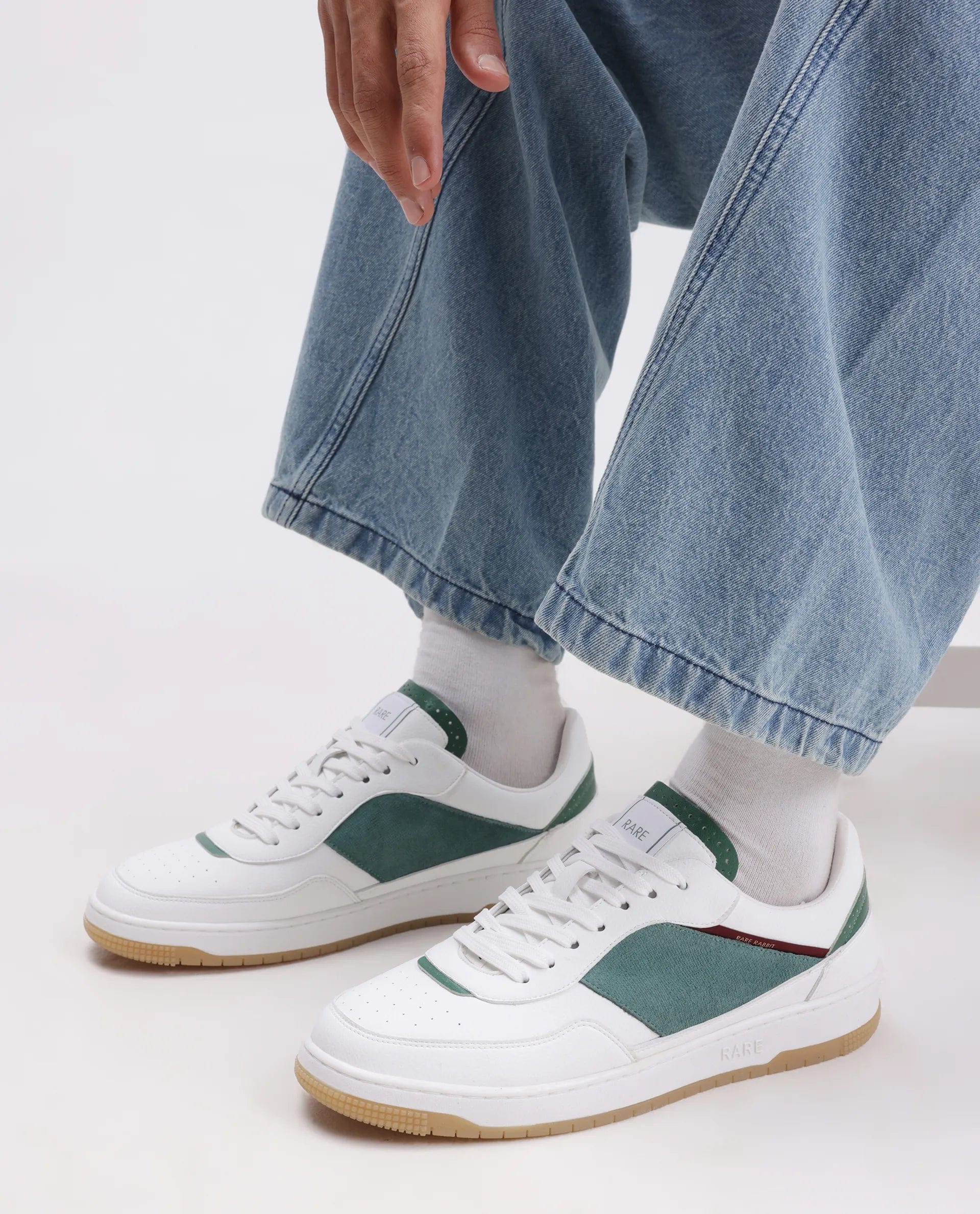 RAREZ Rare Rabbit Men's Imperia White Micro Fiber Lace - Up Closure Sneaker