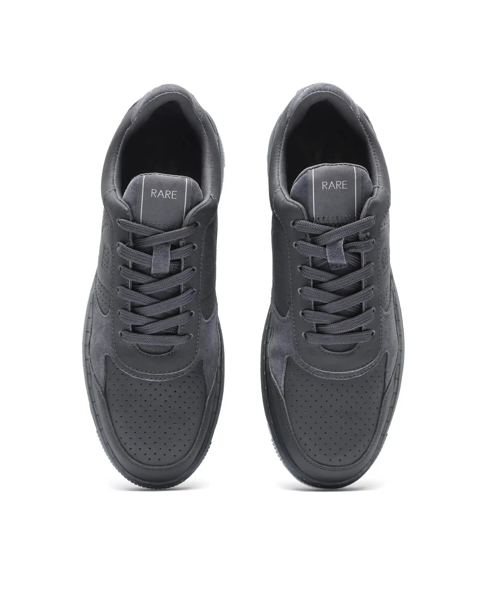 RAREZ Rare Rabbit Men's Reven Dark Grey Lace - Up Closure Leather Sneaker