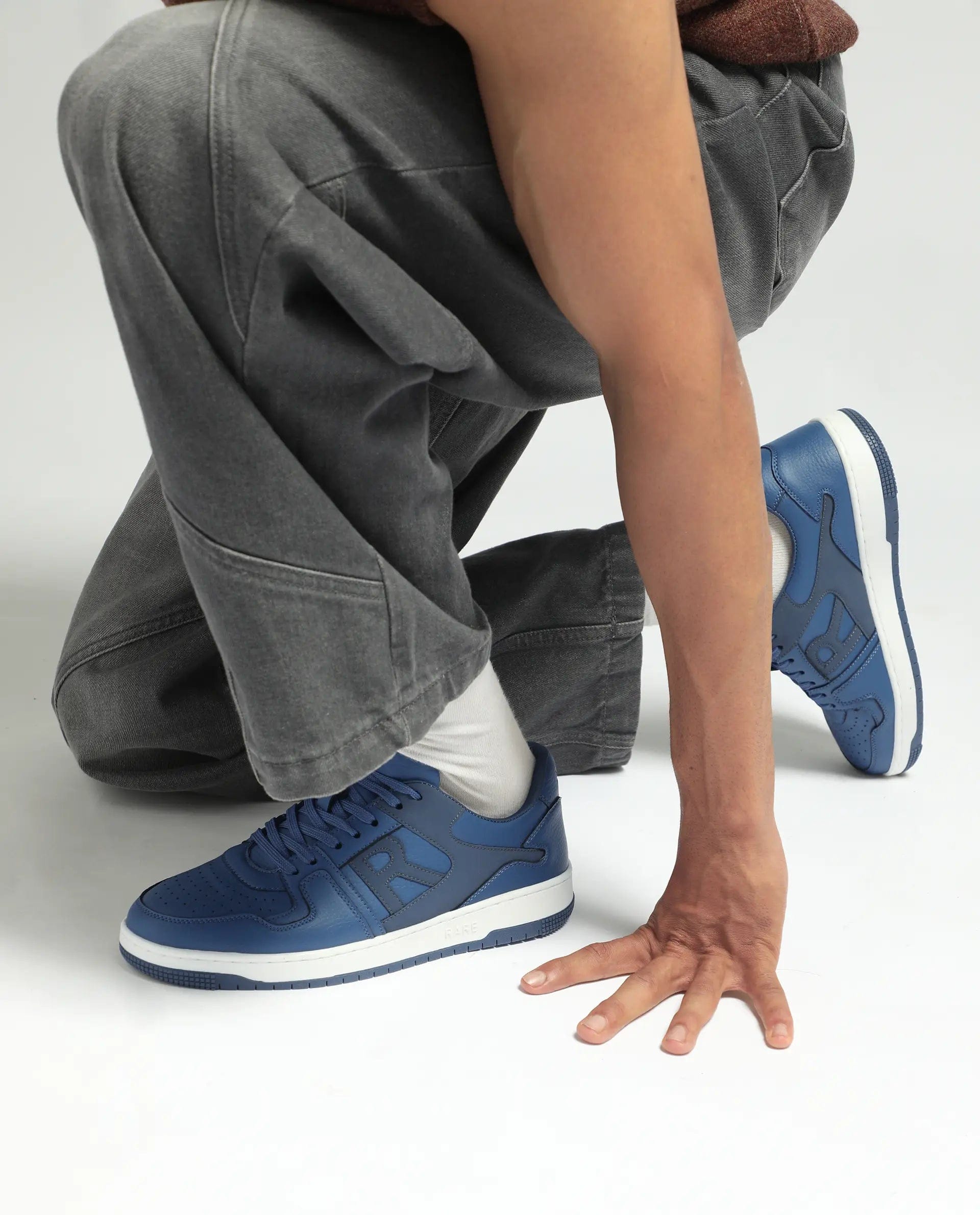 RAREZ Rare Rabbit Men's Phantom Micro Fiber Navy Causal Sneaker