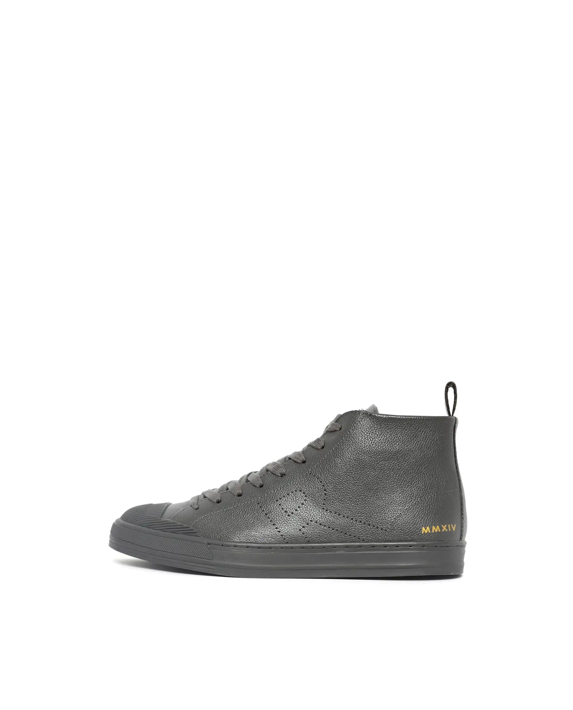 RAREZ Rare Rabbit Mens Sauron Hi Pro Dark Grey Premium Milled Leather Lace Up High Top Round Toe Sneaker Shoes