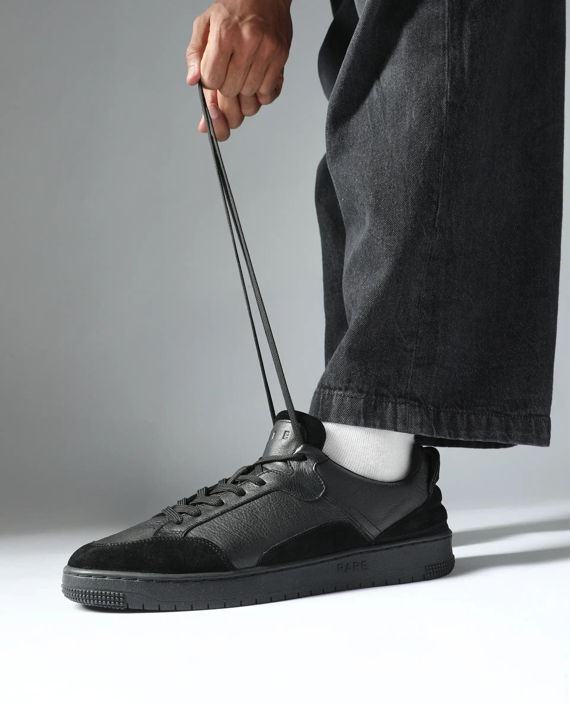 RAREZ Rare Rabbit Men's Lip Black Lace - Up Closure Leather Sneaker