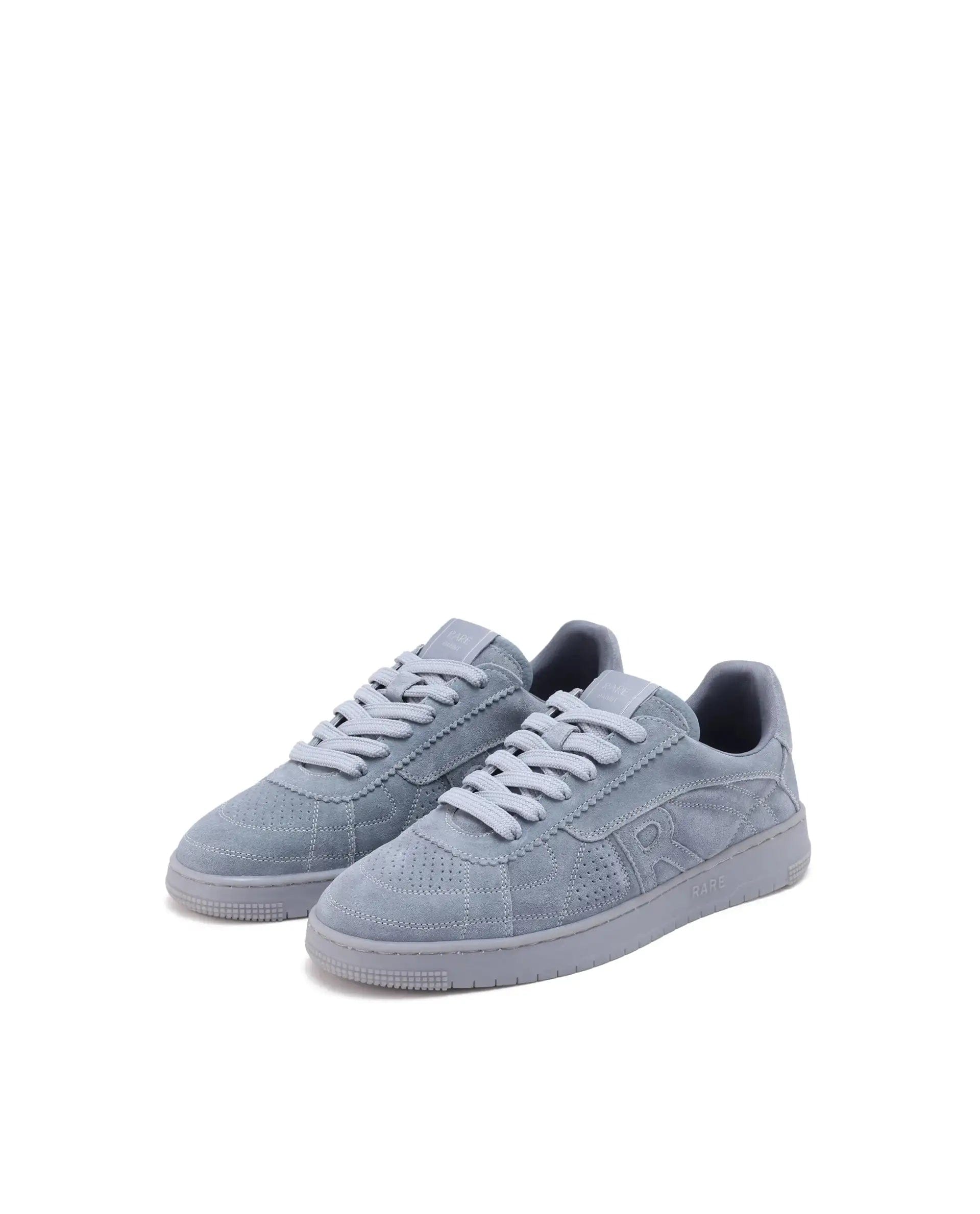 RAREZ Rare Rabbit Men's Ragno Grey Genuine Suede Leather Low - Top Lace Up Sneaker Shoes