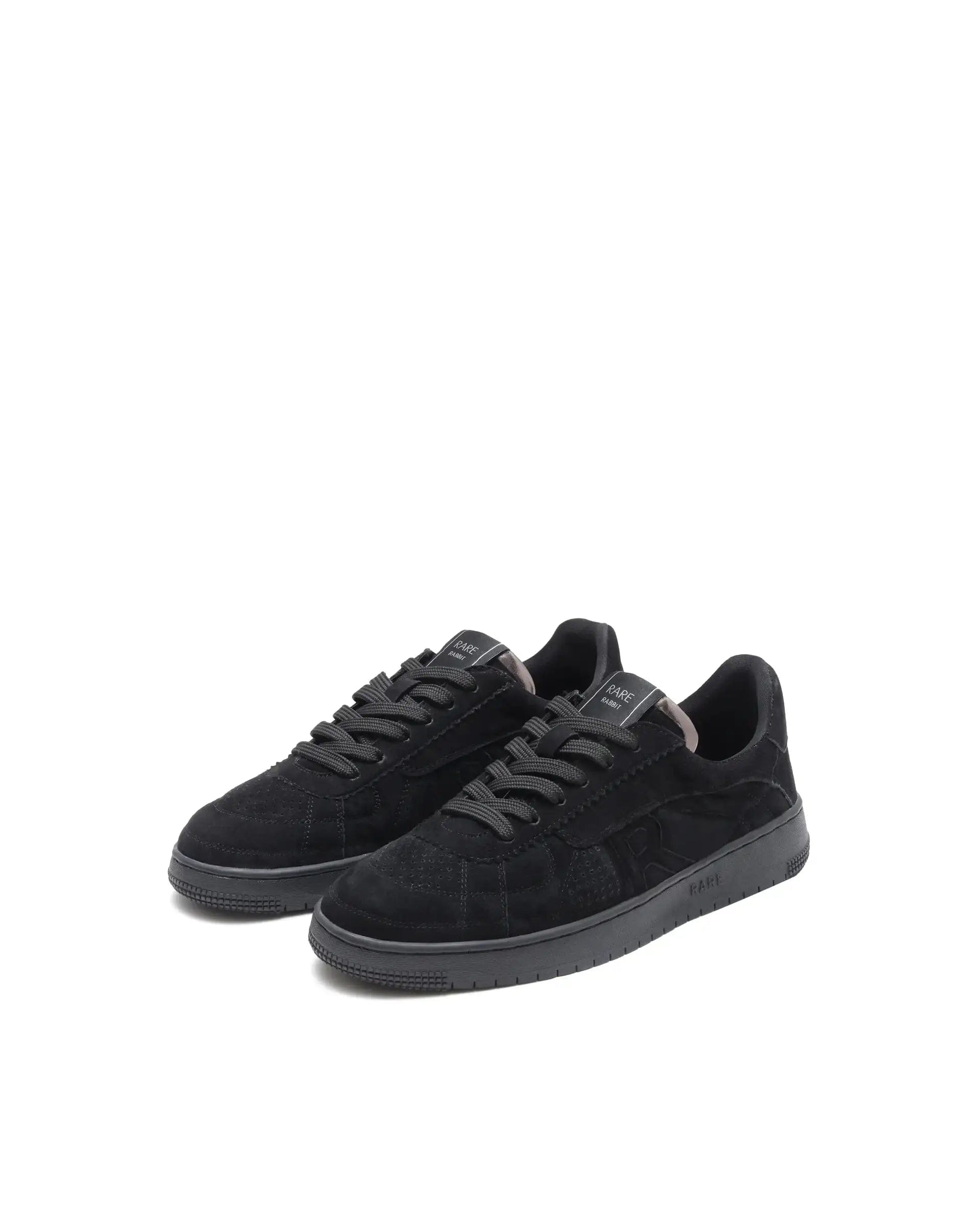 RAREZ Rare Rabbit Men Ragno Black Genuine Suede Leather Low - Top Lace Up Sneaker Shoes