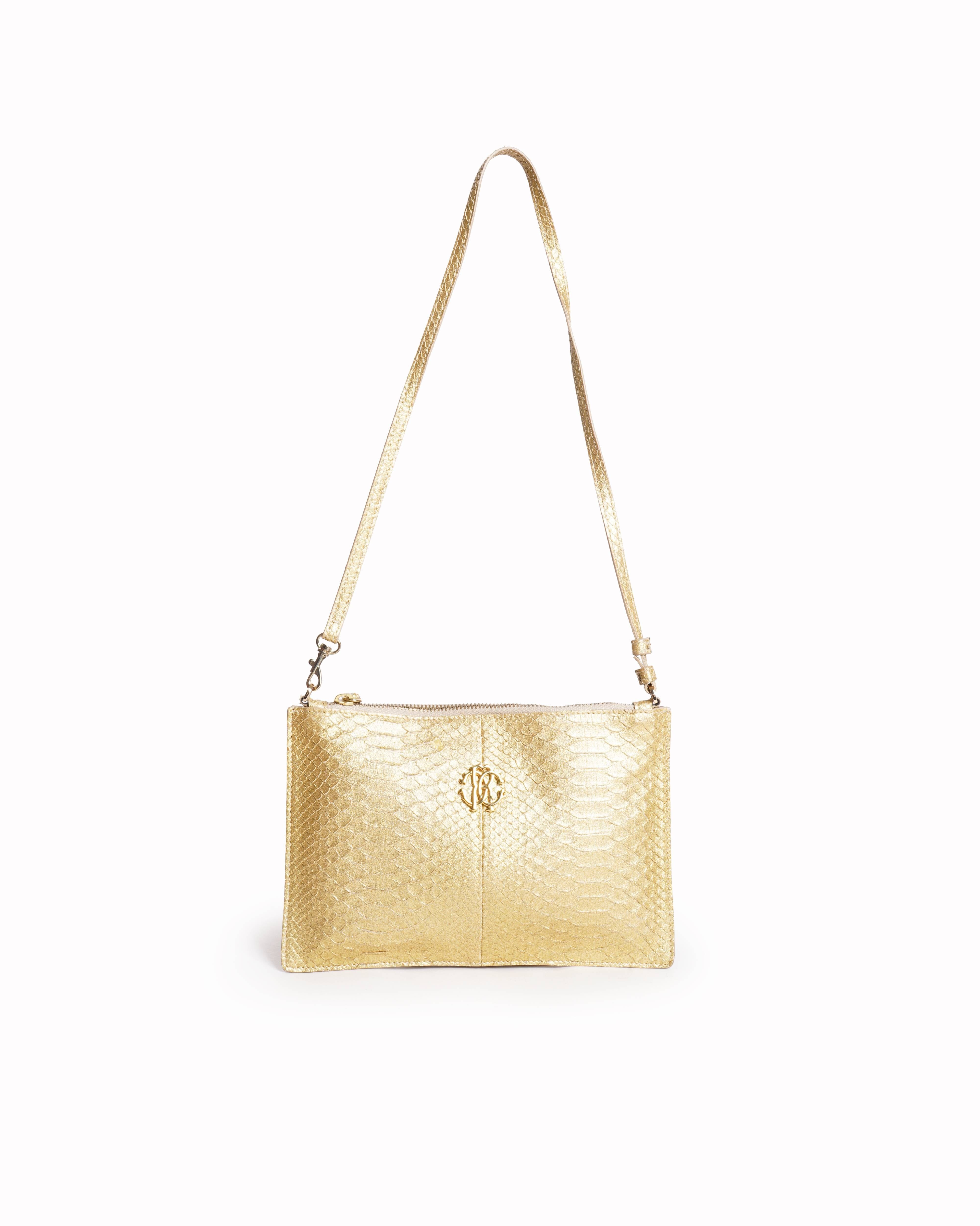 Roberto Cavalli Python - Embossed Leather Shoulder Bag