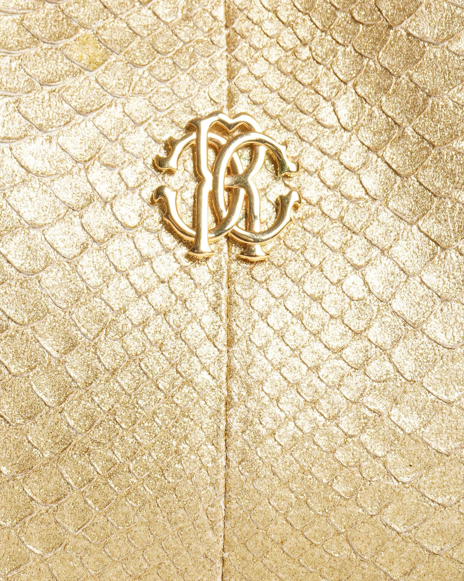 Roberto Cavalli Python - Embossed Leather Shoulder Bag
