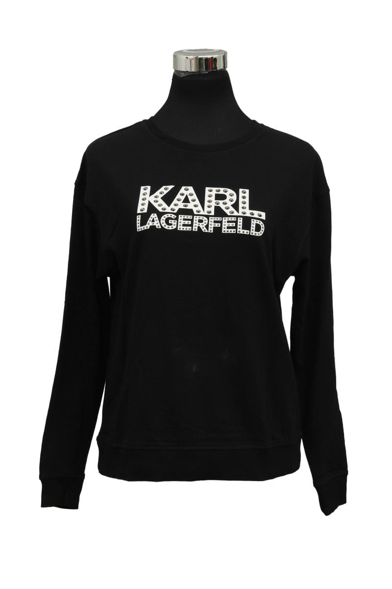 Karl Lagerfeld Size S Black Studded Logo Full Sleeved T-Shirt