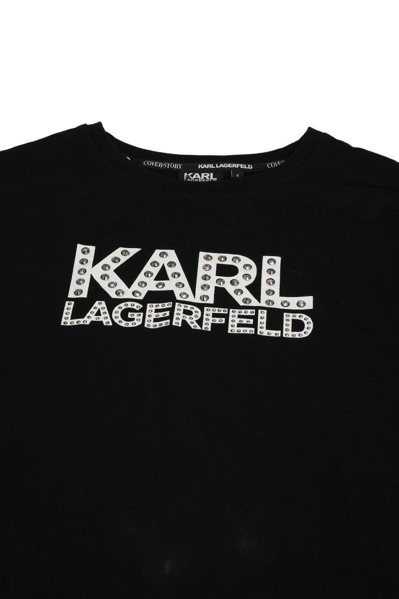 Karl Lagerfeld Size S Black Studded Logo Full Sleeved T-Shirt