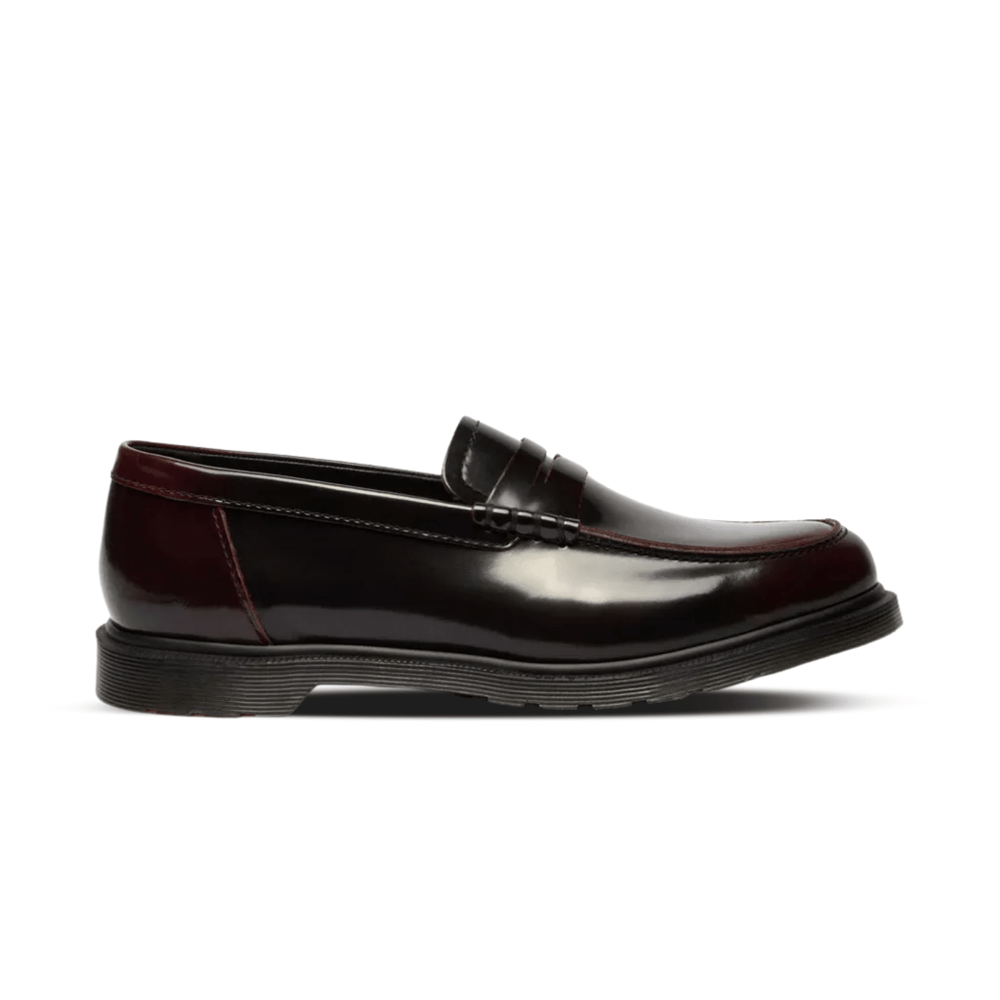 Dr. Martens Mayfare Rub Off Leather Penny Loafers Cherry Red Arcadia