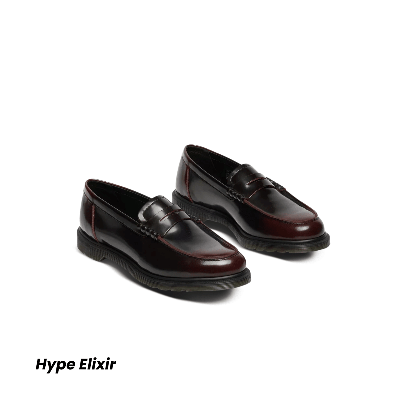 Dr. Martens Mayfare Rub Off Leather Penny Loafers Cherry Red Arcadia