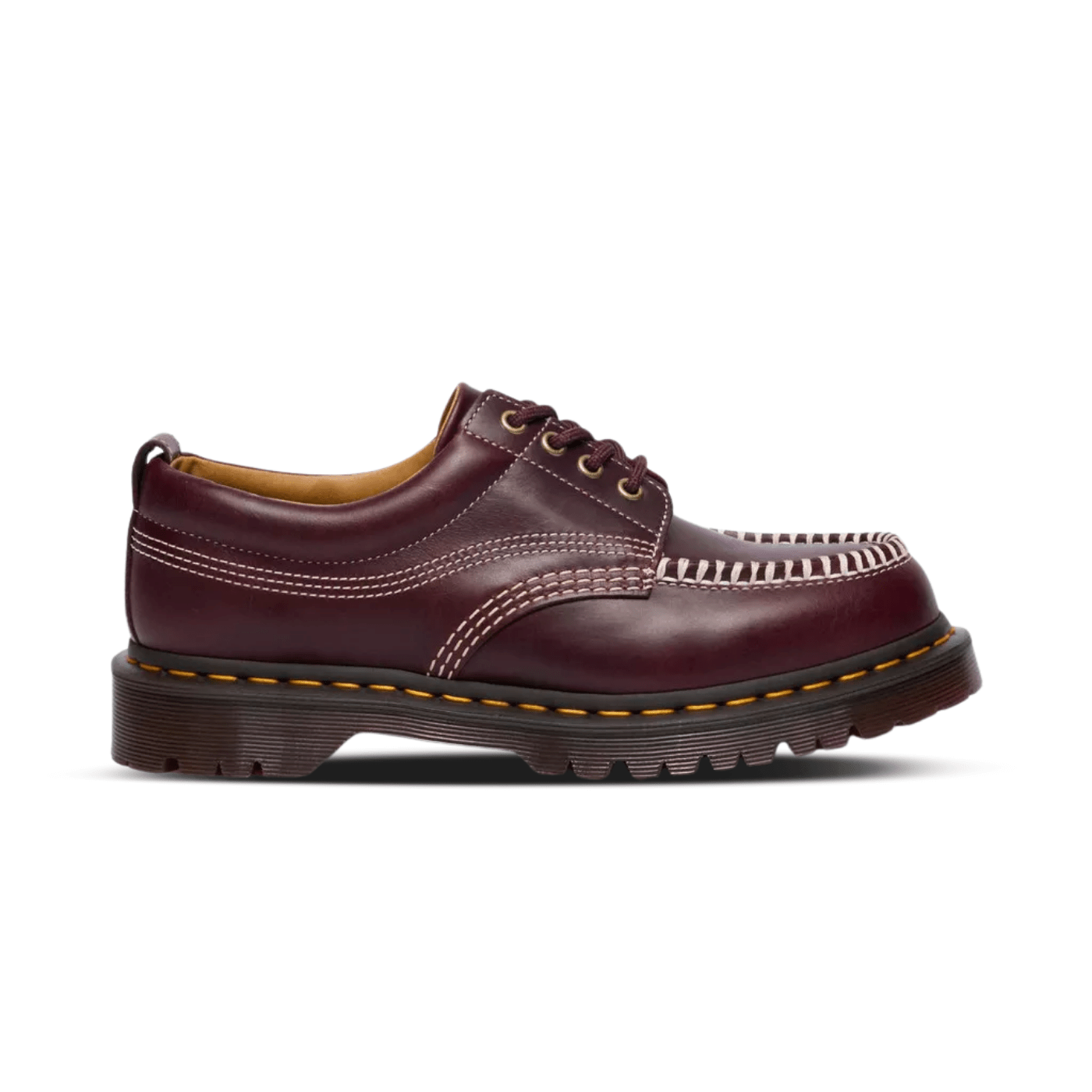 Dr. Martens Lowell Leather Moc Toe Shoes CHERRY RED