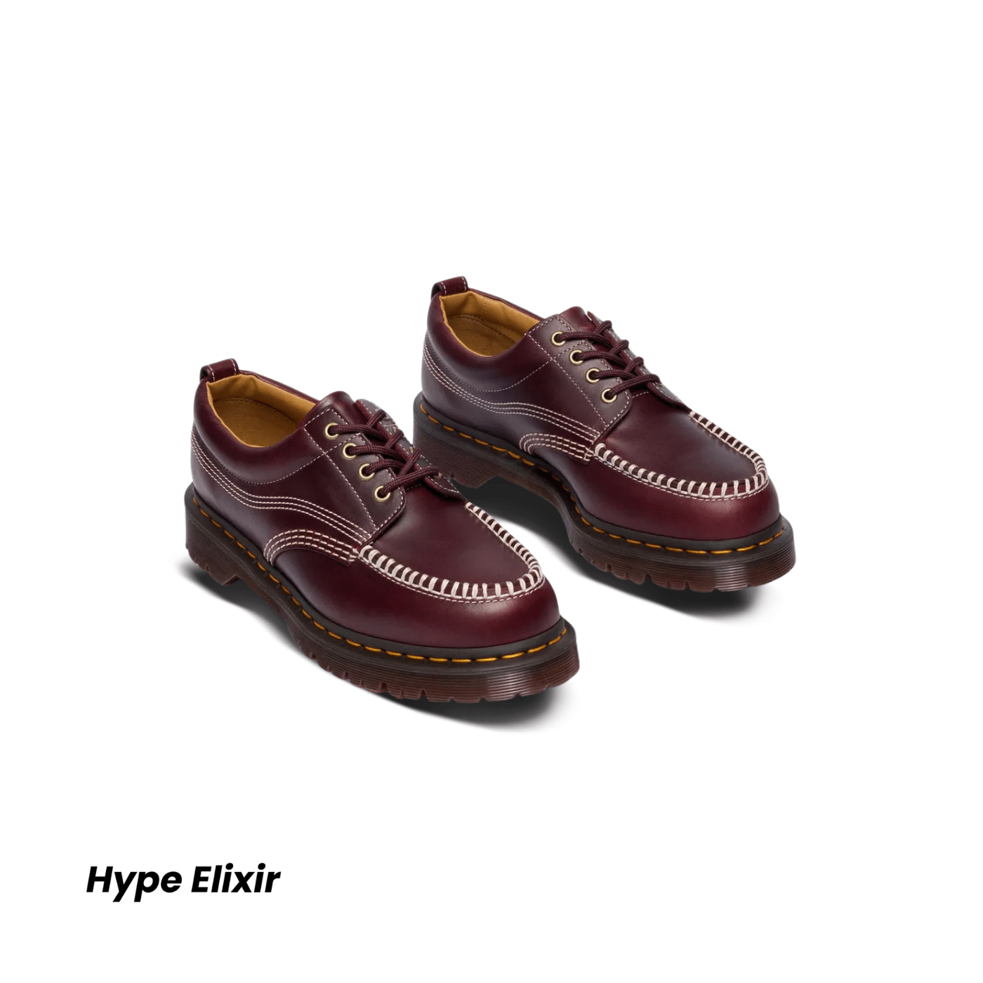 Dr. Martens Lowell Leather Moc Toe Shoes CHERRY RED