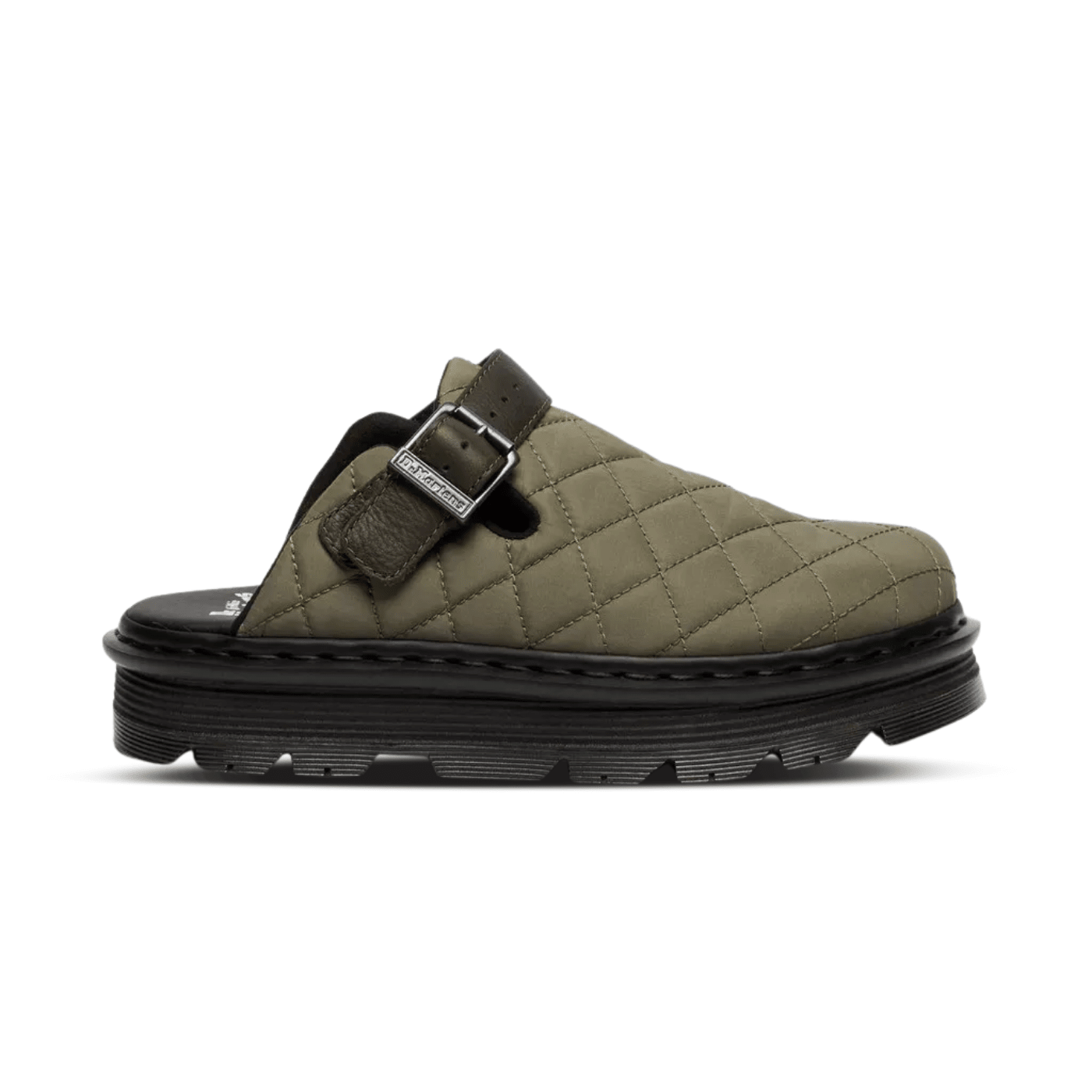 Dr. Martens Zebzag Quilted Canvas Slingback Platform Mules Olive Green