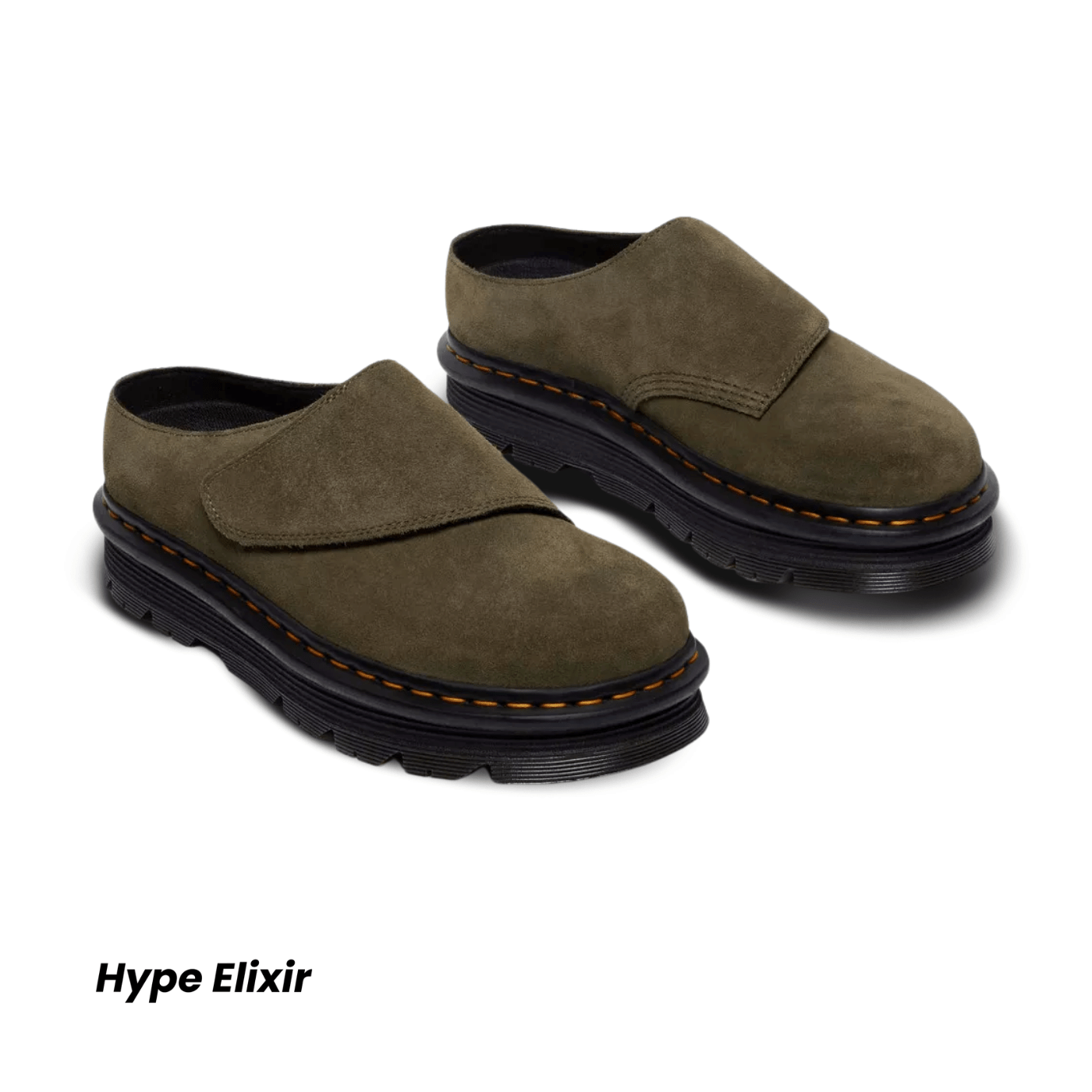 Dr Martens Zebzag AnyWair Suede Mules Olive