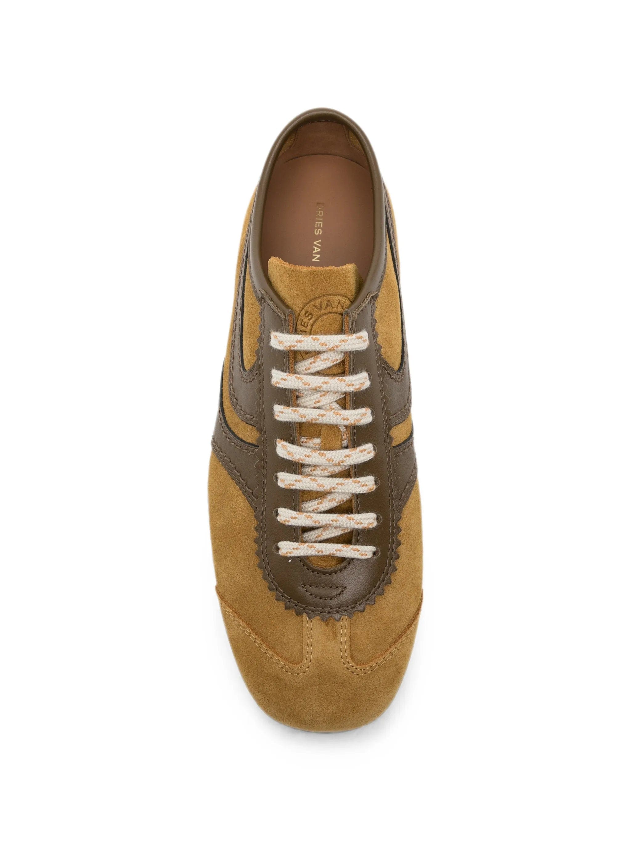 Dries Van Noten leather trimmed suede sneakers