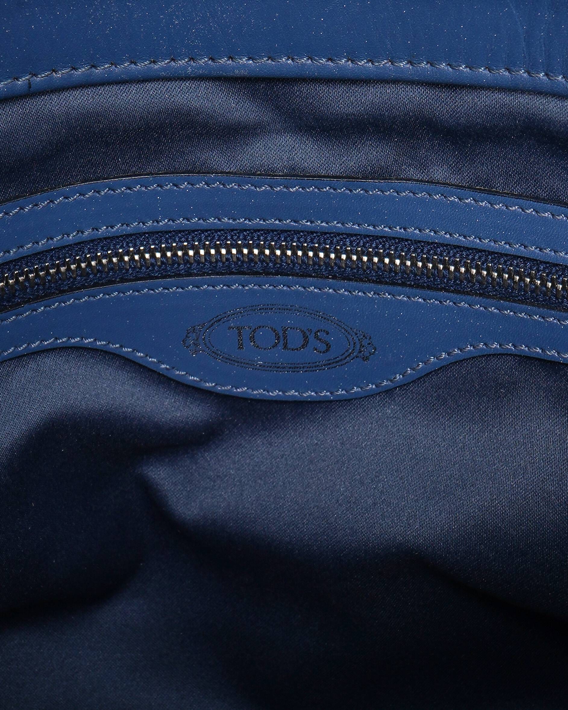 Tod's Alo Sella Blue Leaher & Suede Shoulder Bag