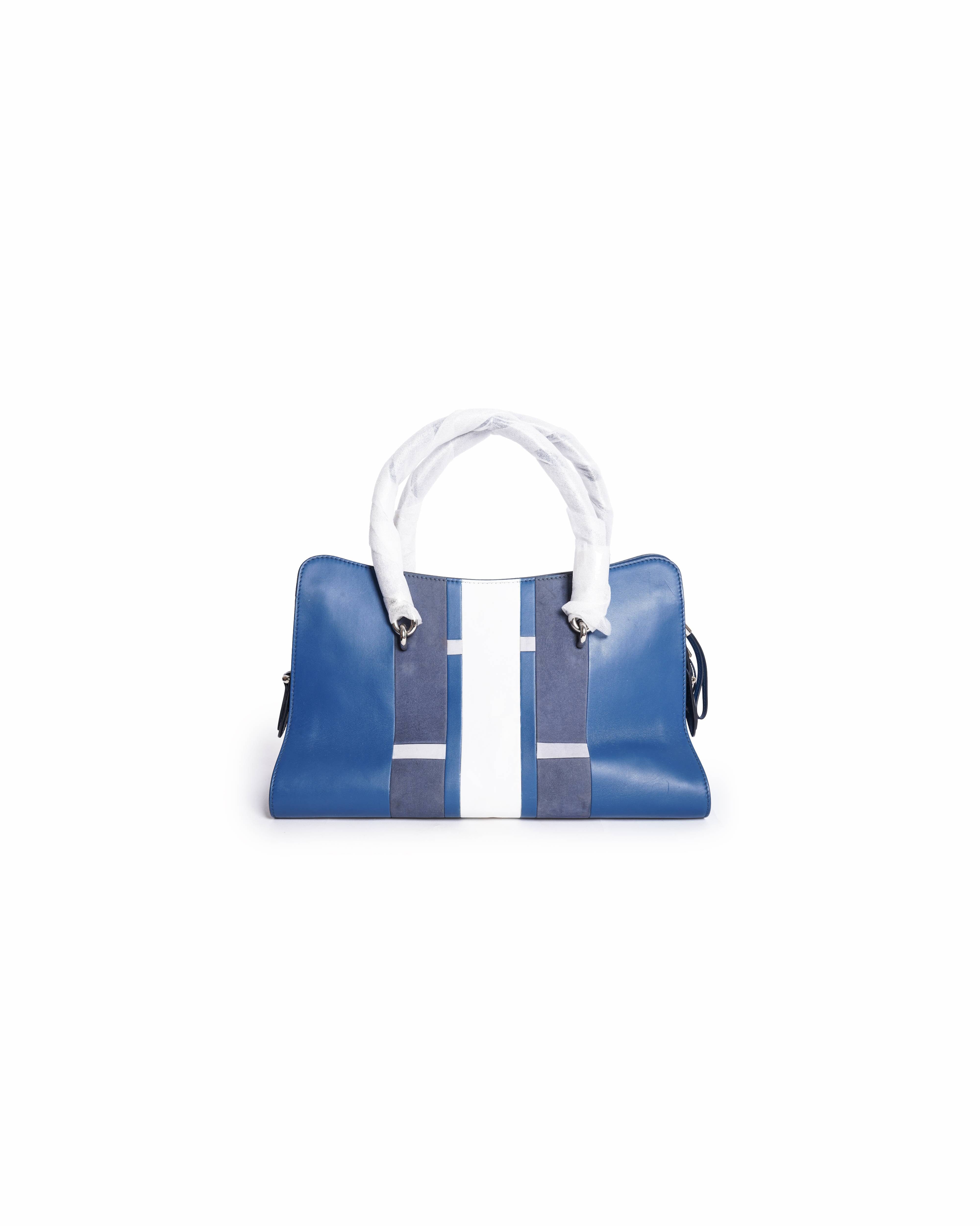 Tod's Alo Sella Blue Leaher & Suede Shoulder Bag