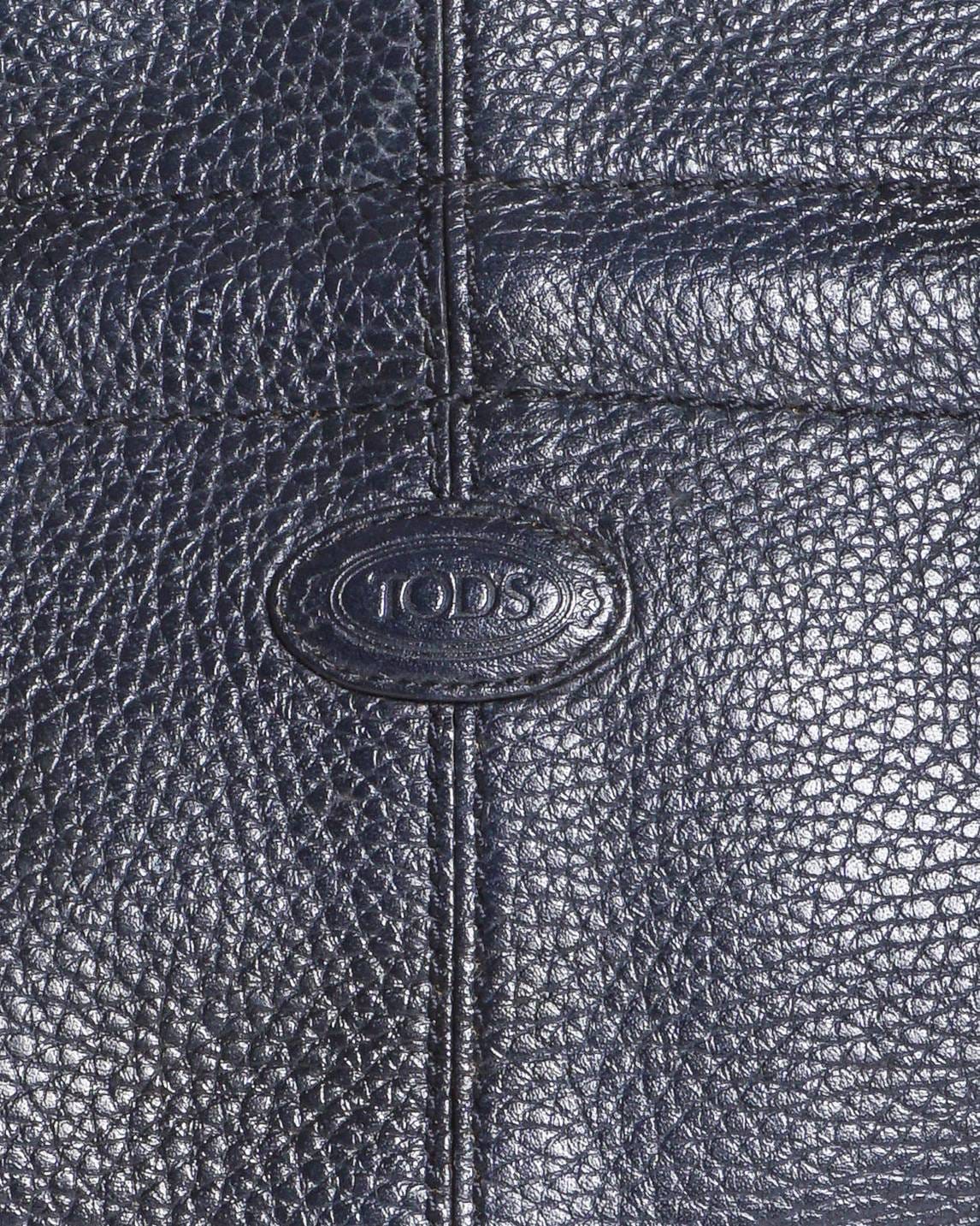 Tod's Dark Navy Pebbled Leather Shoulder Bag