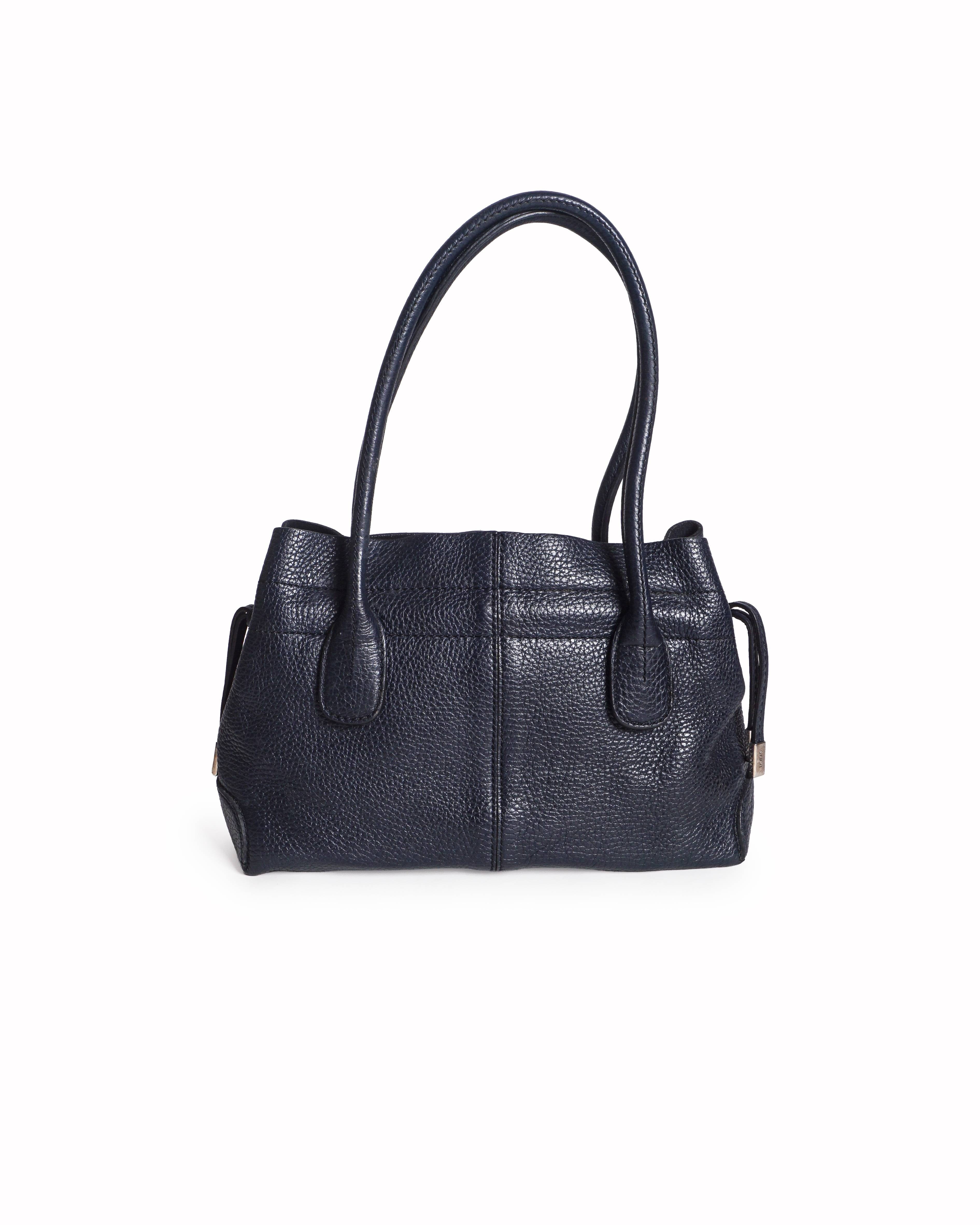 Tod's Dark Navy Pebbled Leather Shoulder Bag